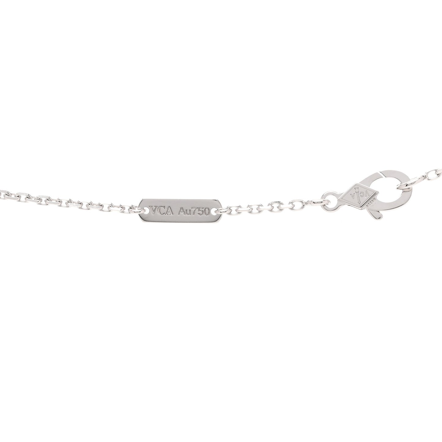 18K White Gold Chalcedony Vintage Alhambra Pendant Necklace