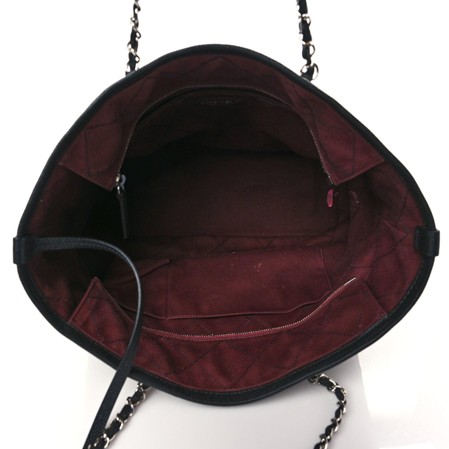 Grained Calfskin Quilted Small Daily Shopping Tote Black