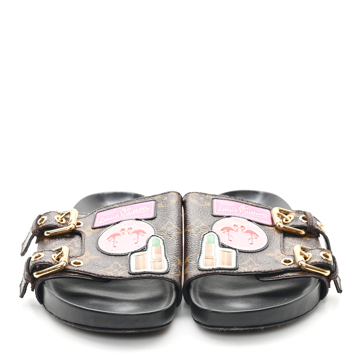 Monogram Patch Work World Tour Bom Dia Flat Mule 37 Black