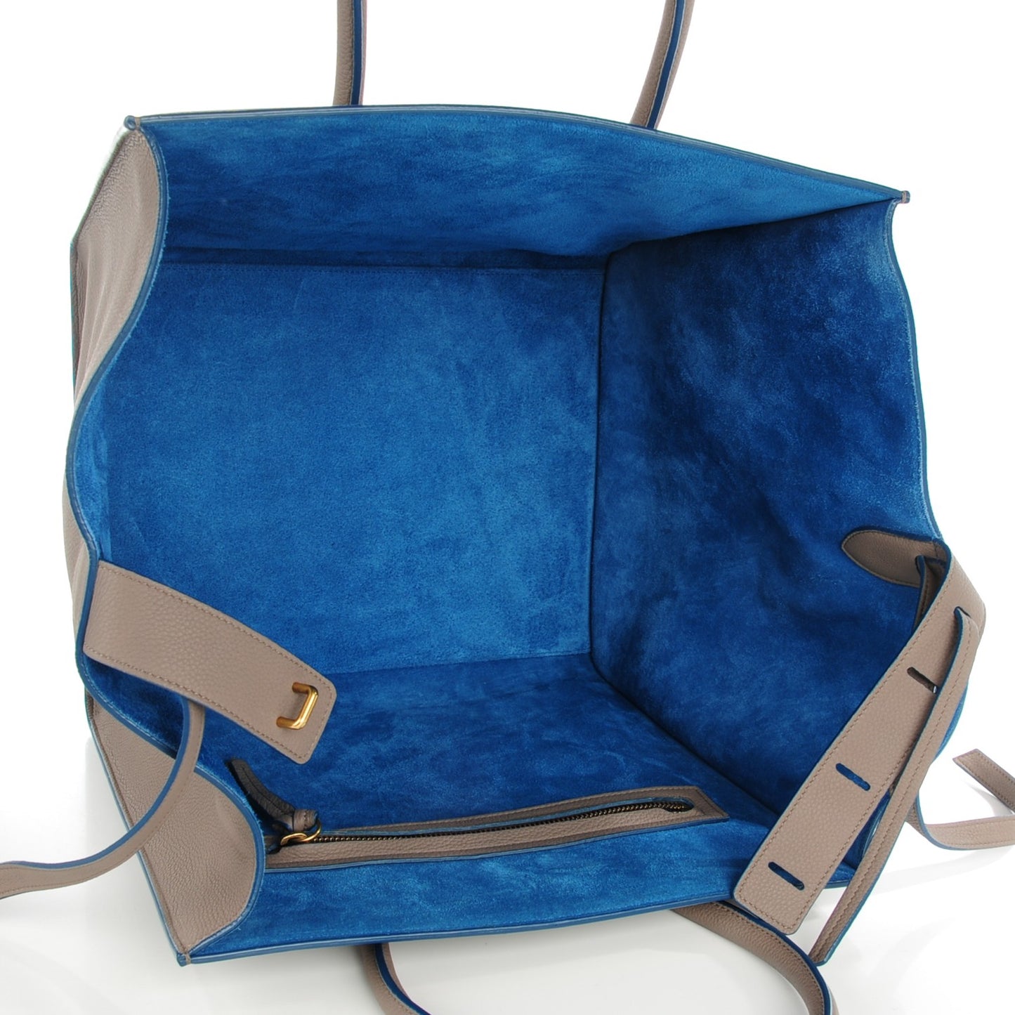 Baby Grained Medium Phantom Luggage Taupe Blue Trim