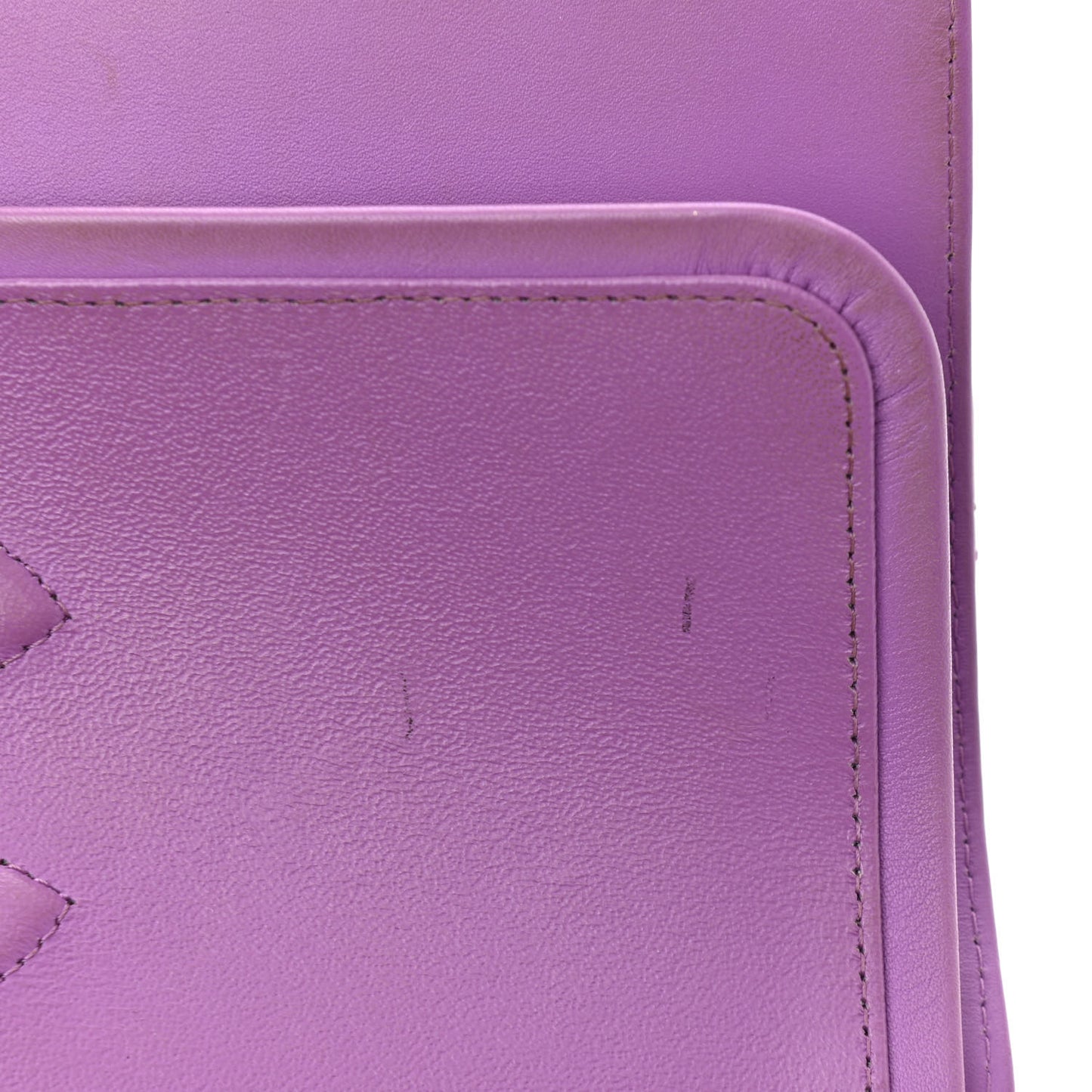 Patent Quilted Medium Double Flap Light Purple