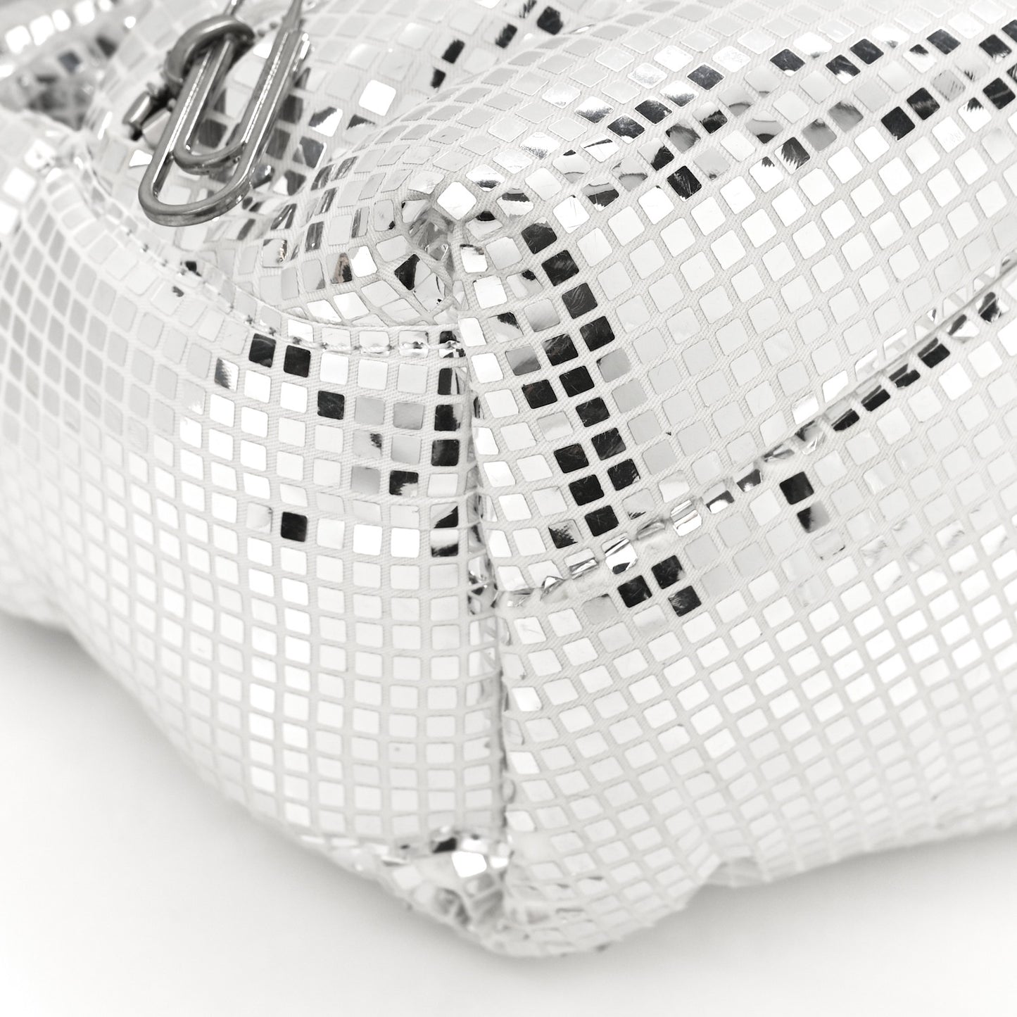 Puffy Disco Pump Pouch Crossbody Bag Silver