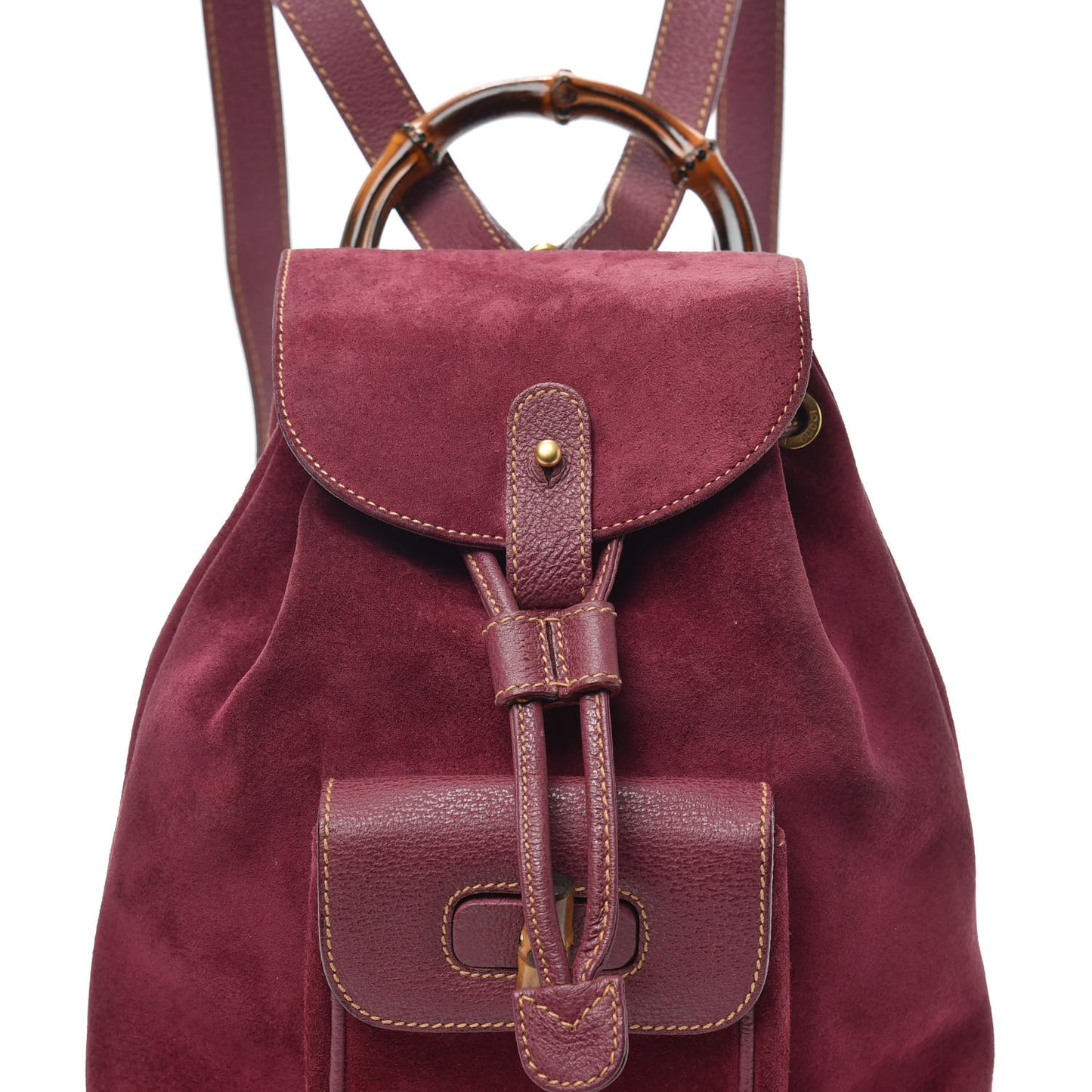 Suede Calfskin Bamboo Backpack Purple
