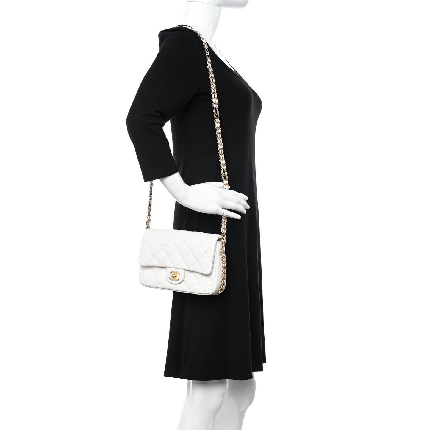 Caviar Quilted Mini CC You Flap White