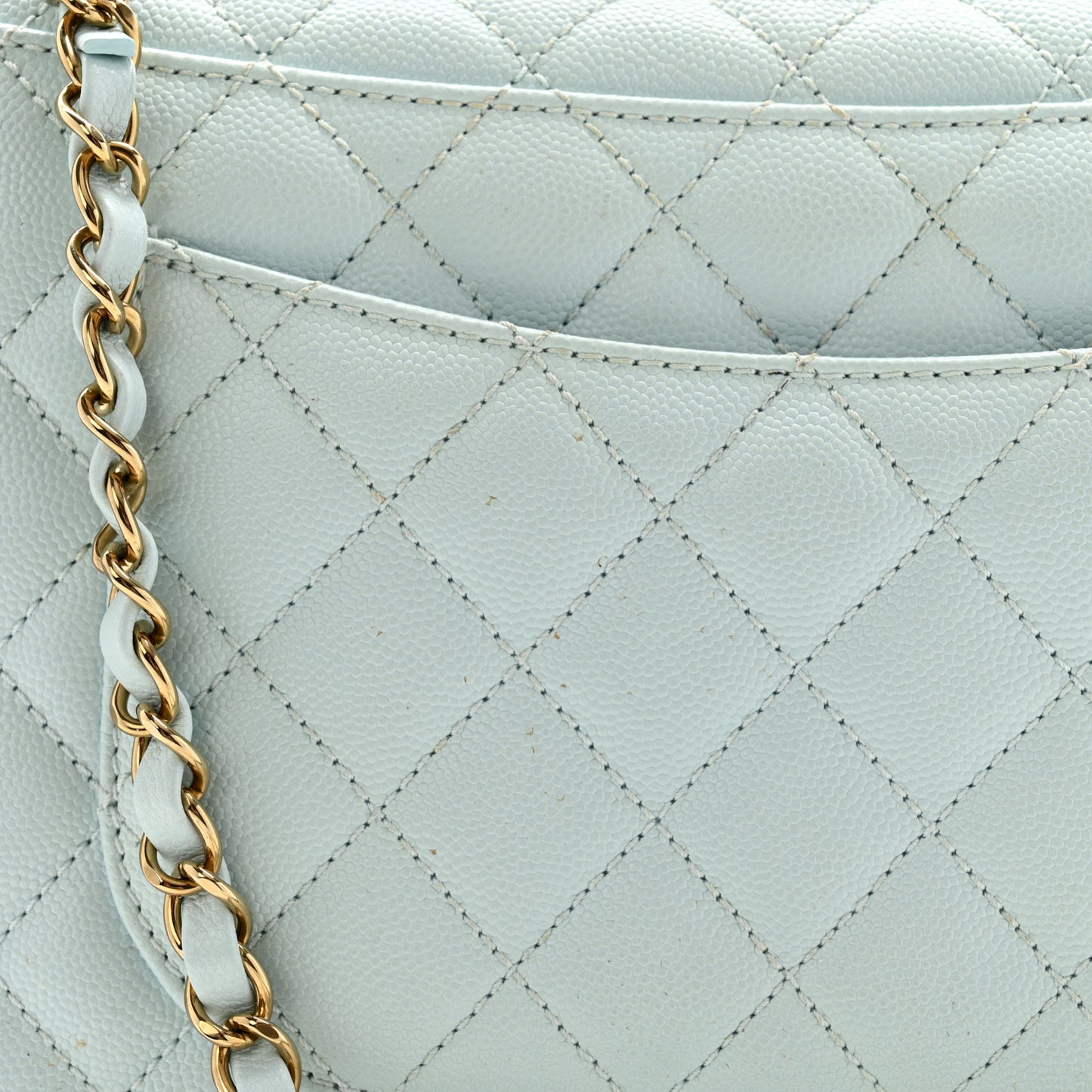 Caviar Quilted Small Coco Handle Flap Light Blue