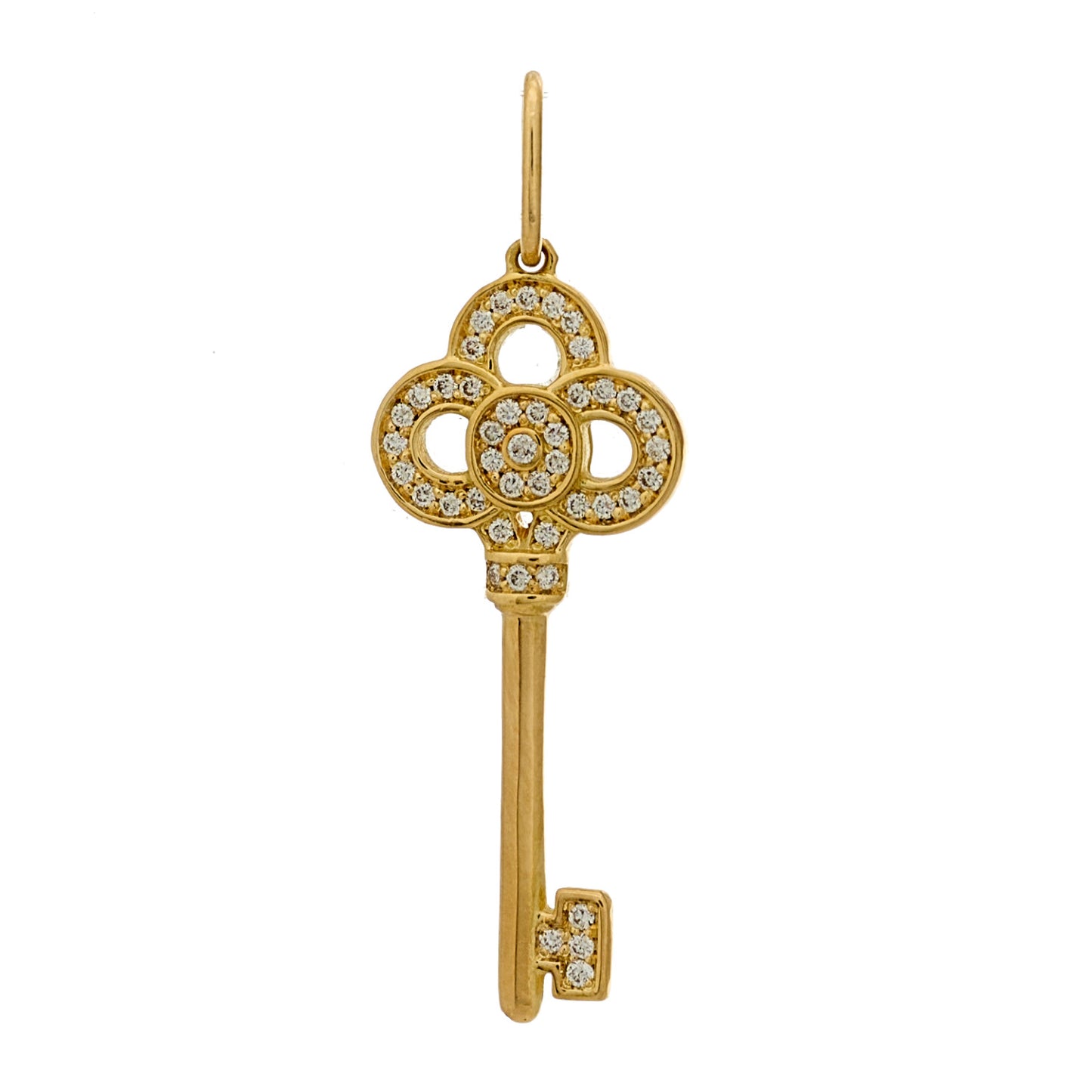 18K Yellow Gold Diamond Mini Crown Key Pendant