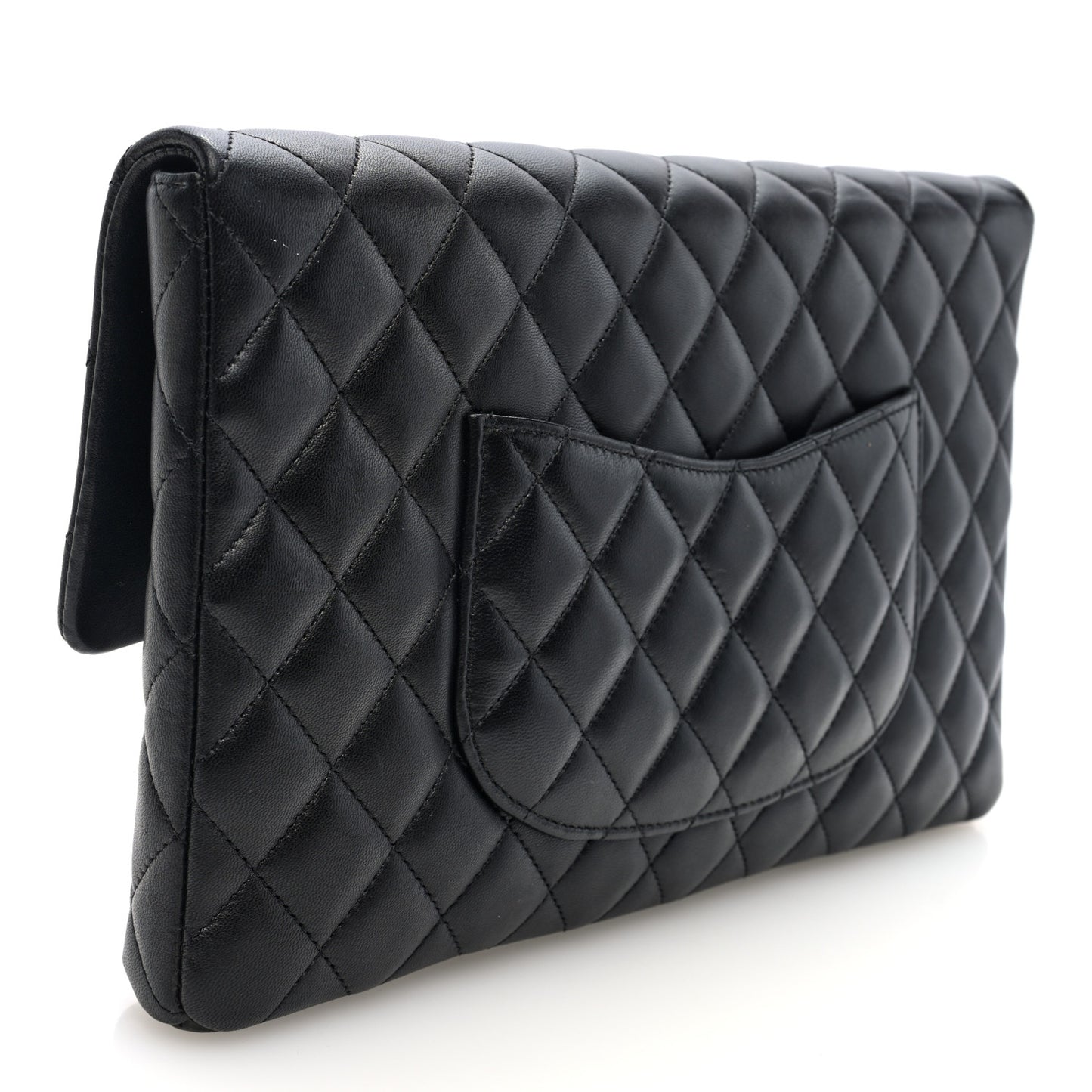 Lambskin Quilted Flap Clutch Black