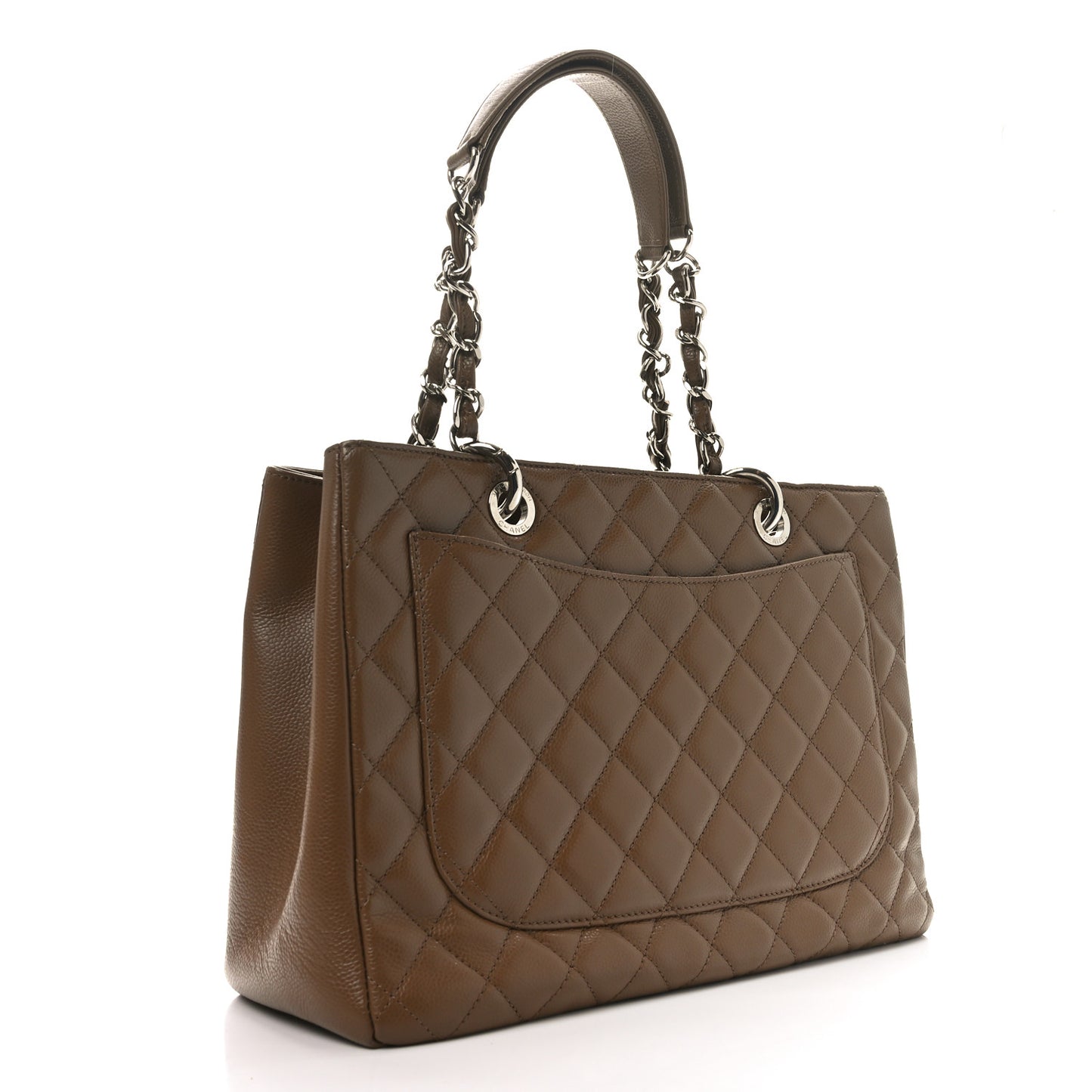 Caviar Quilted Grand Shopping Tote GST Dark Beige