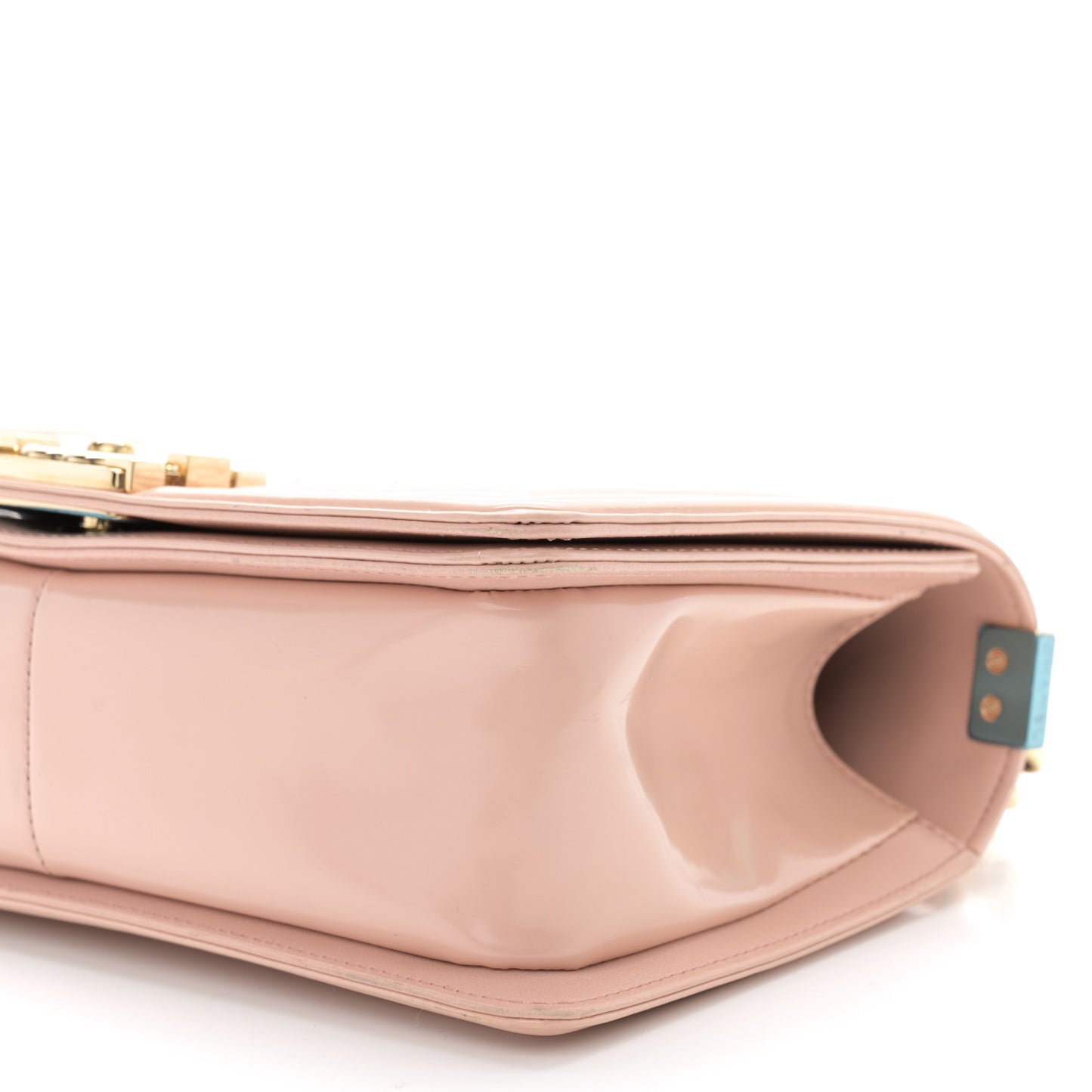 Patent Calfskin Quilted Medium Boy Flap Light Pink