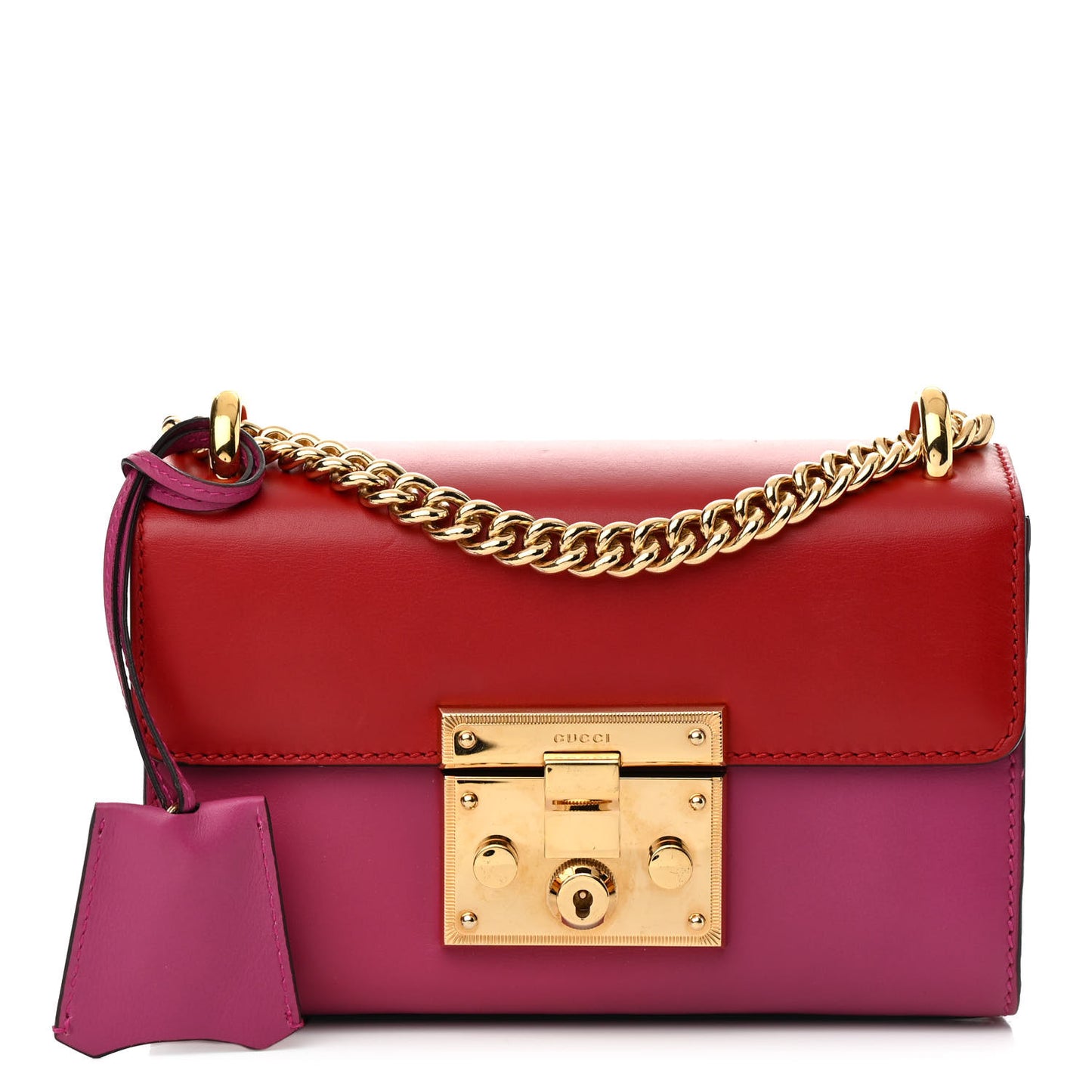 Calfskin Small Padlock Shoulder Bag New Rosette Hibiscus Red