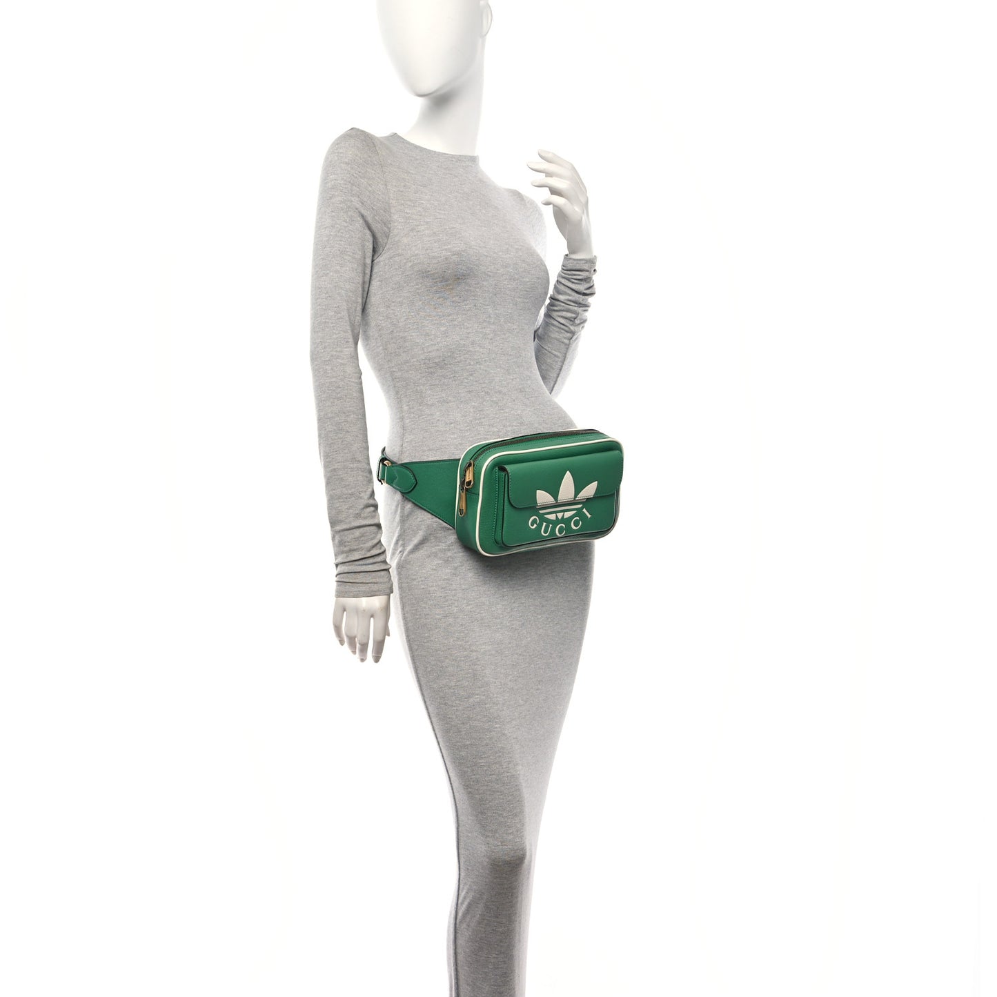 X ADIDAS Textured Dollar Calfskin Belt Bag Green