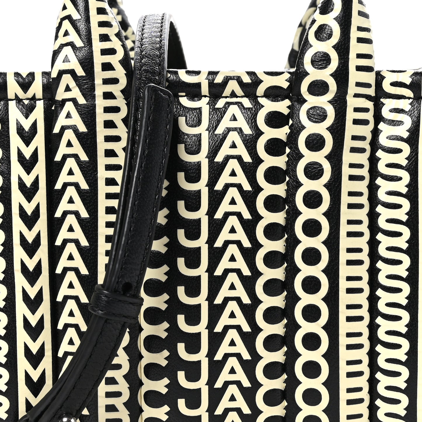 Calfskin The Micro Monogram Tote Black White