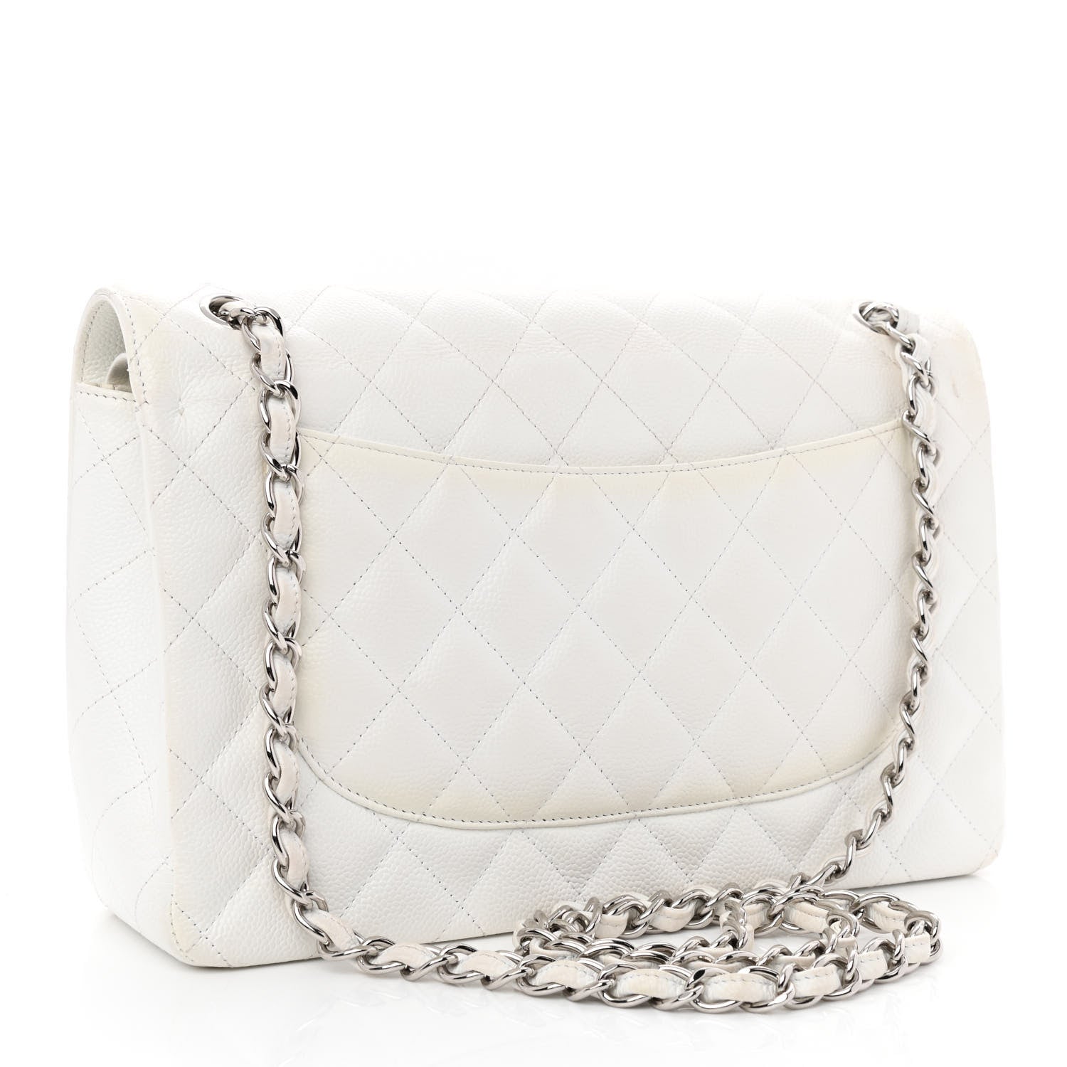 Chanel Caviar Quilted Jumbo Double Flap White 3 of 12