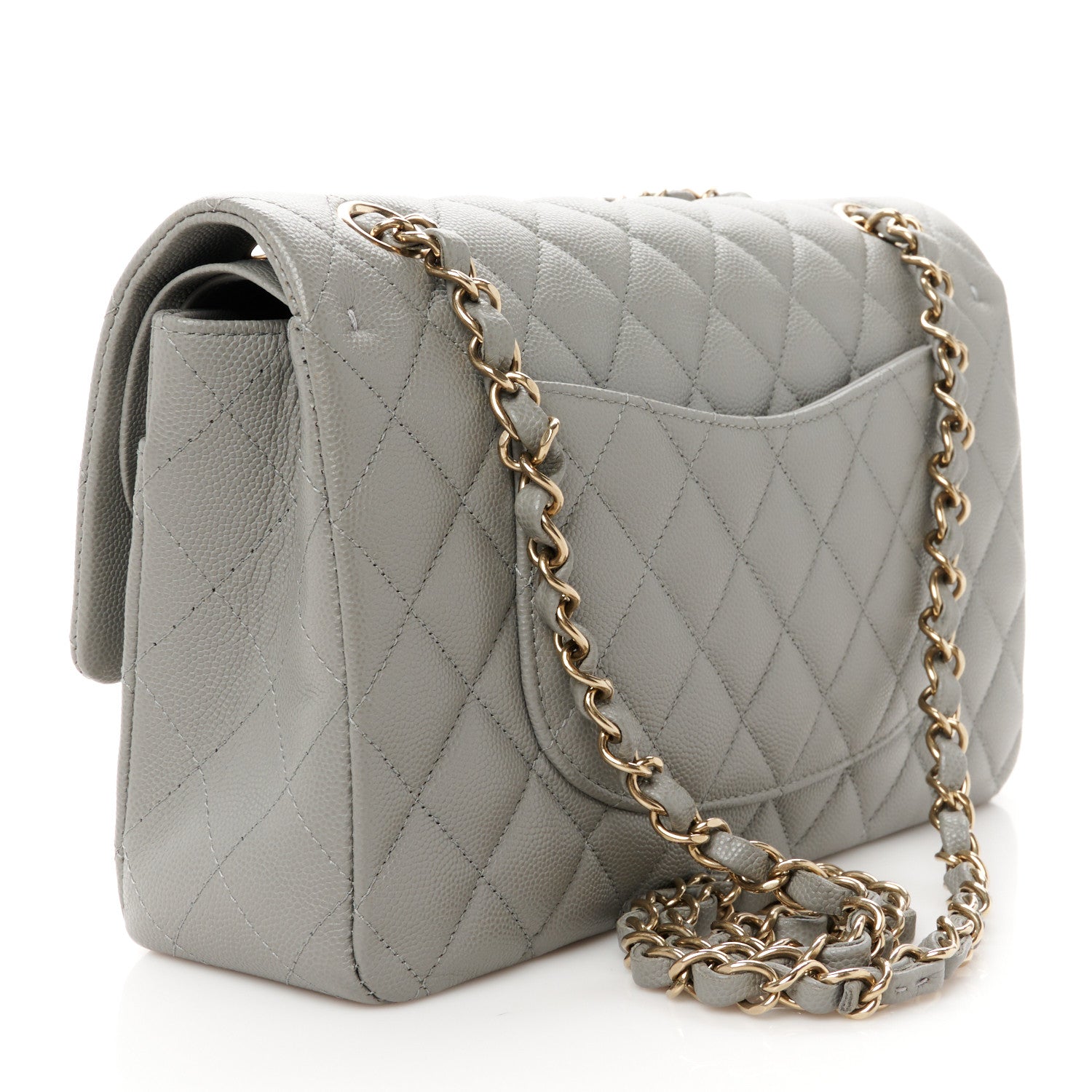Chanel Caviar Quilted Medium Double Flap Grey 3 of 10