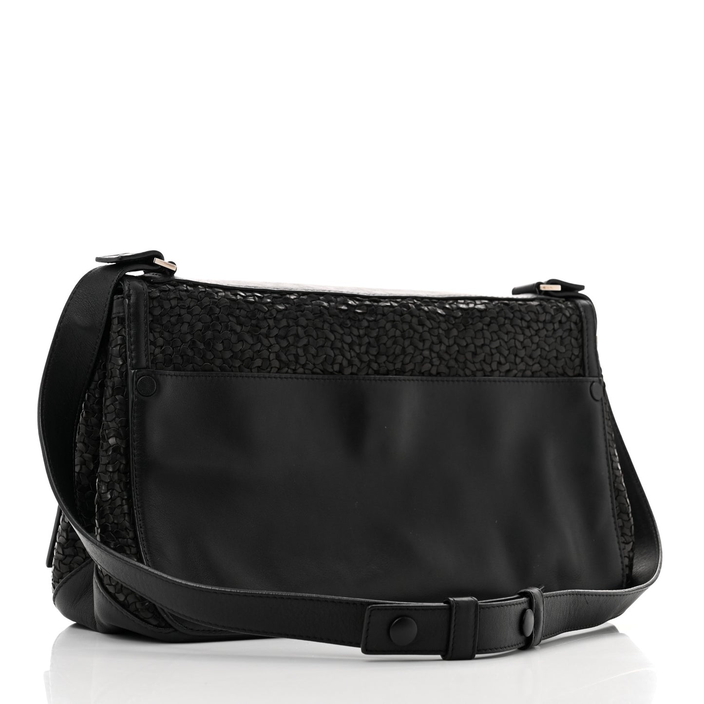 Calfskin Woven Small Lunch Bag Black