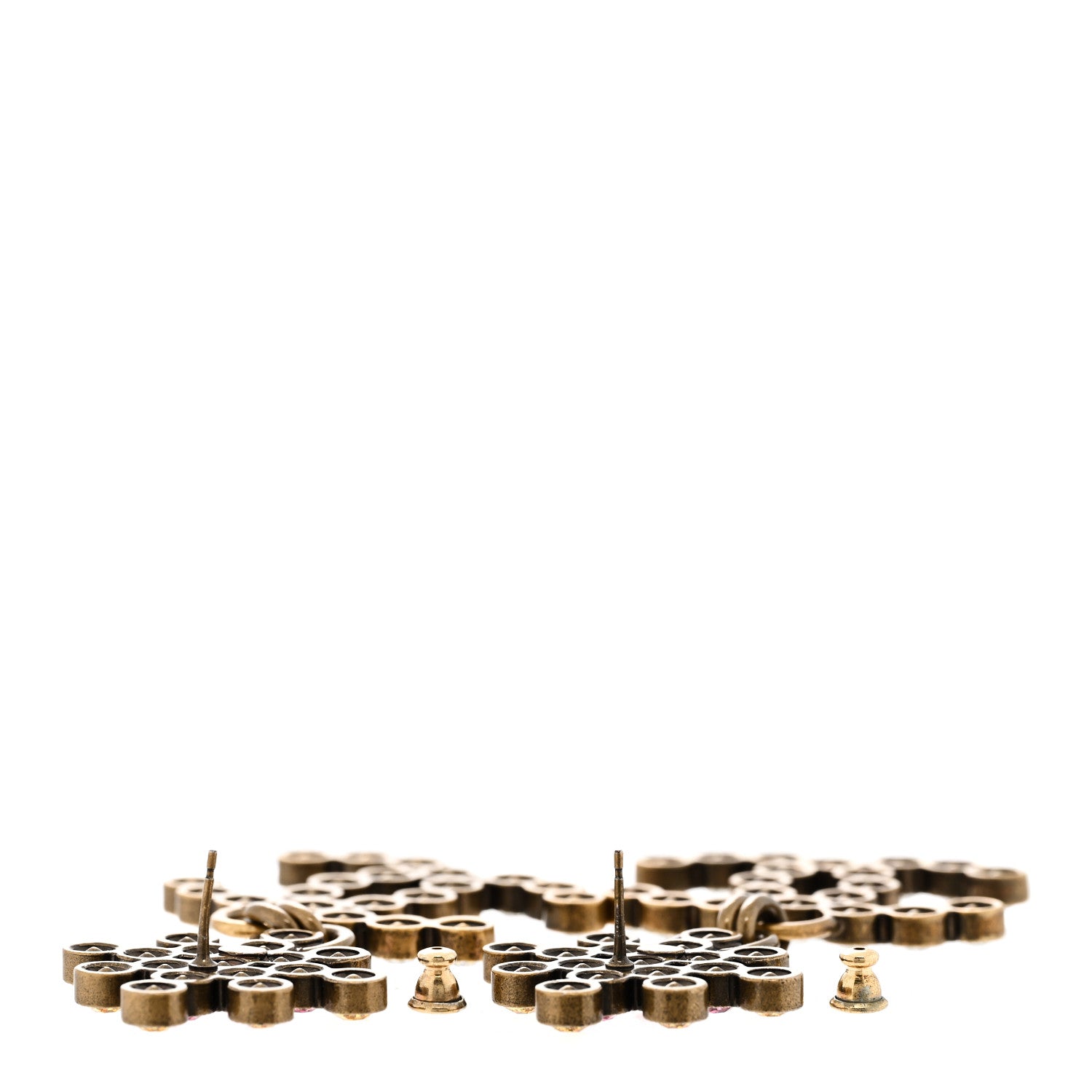 Chanel Metal Crystal City Of Lights Flower Drop Earrings Gold Multicolor 3 of 4