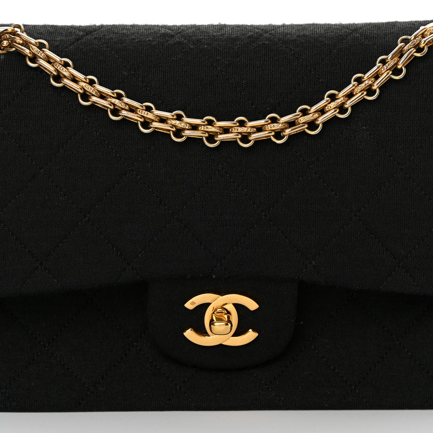 Jersey Quilted Small Double Flap Black
