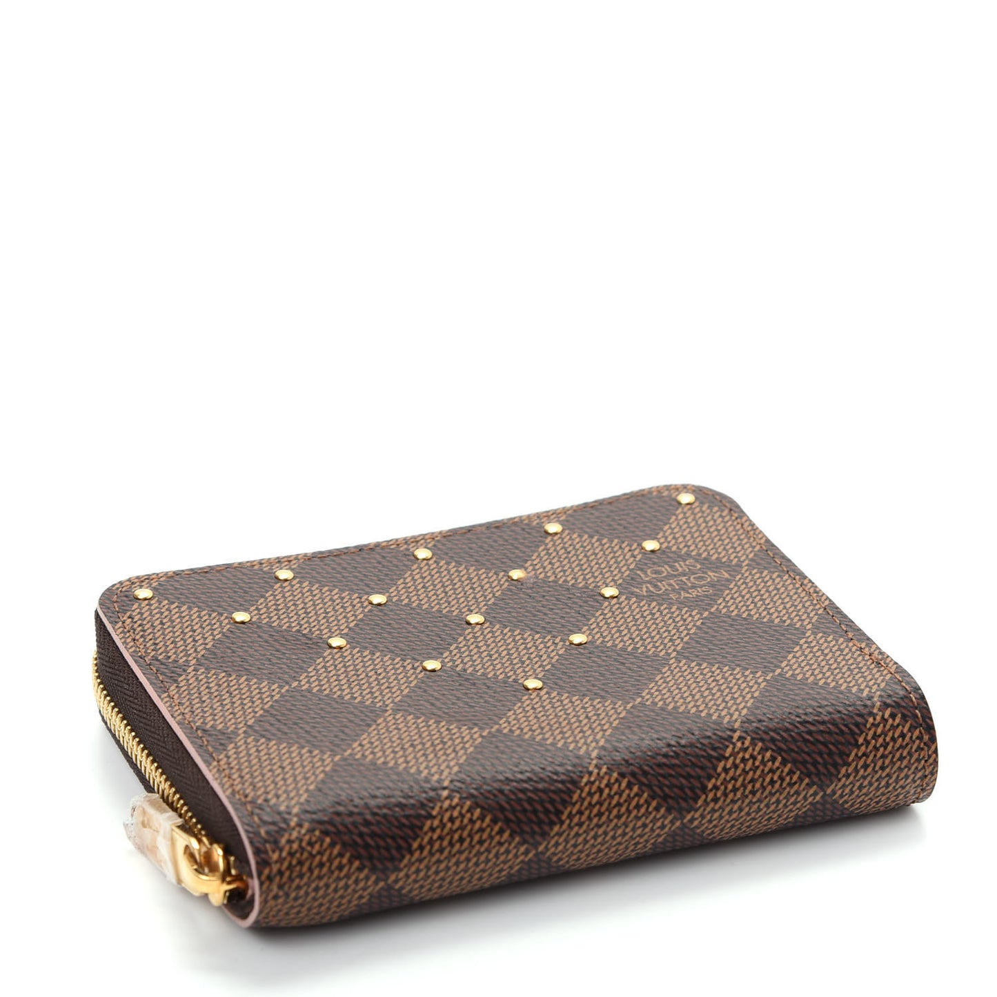 Damier Ebene Studded Zippy Coin Purse Rose Ballerine