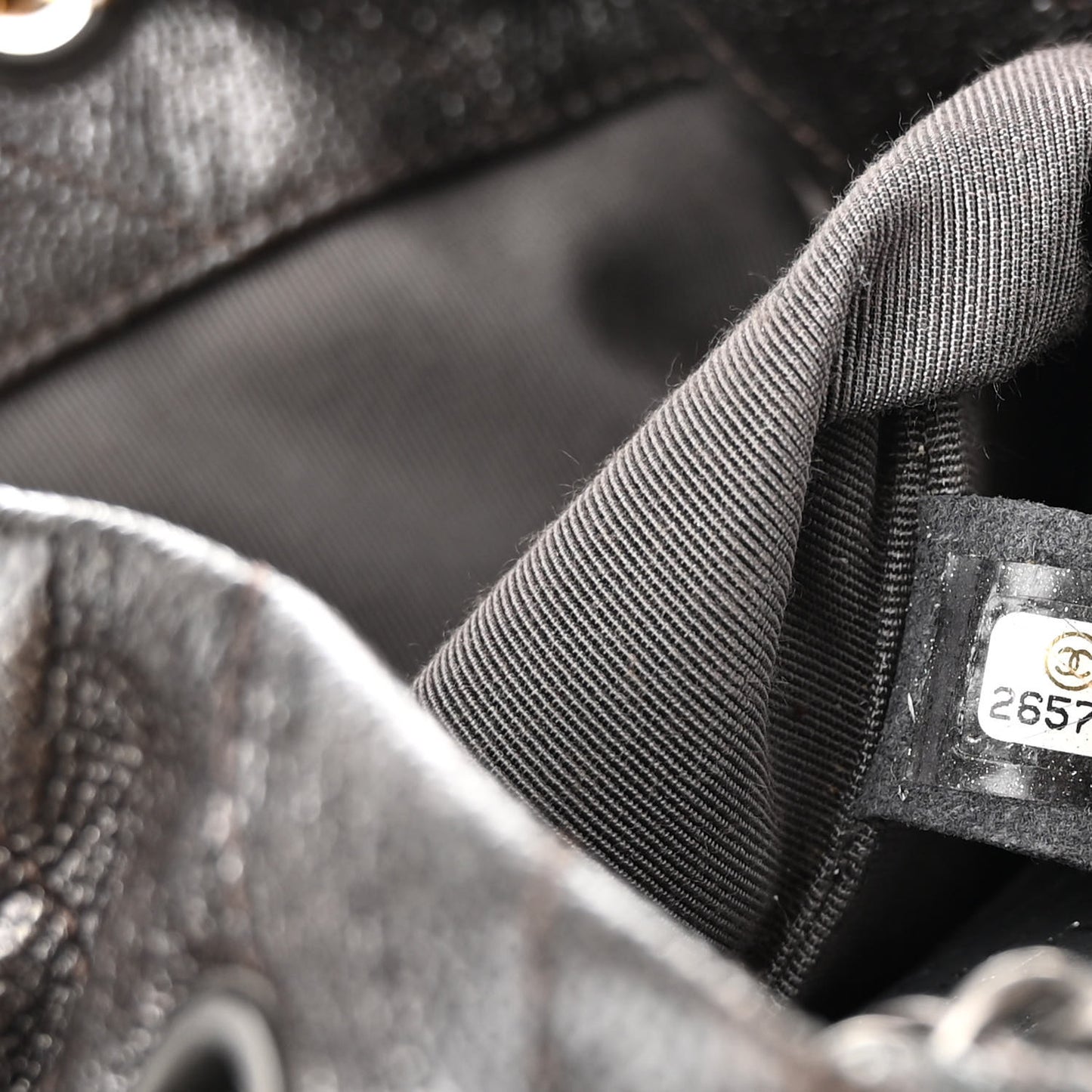 Metallic Grained Goatskin Gabrielle Backpack Dark Silver Gold