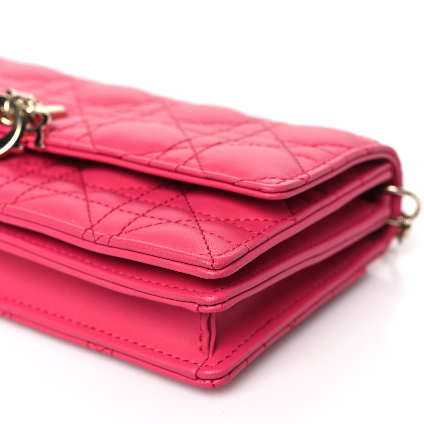 Lambskin Cannage Mini My Dior Top Handle Clutch Dark Pink