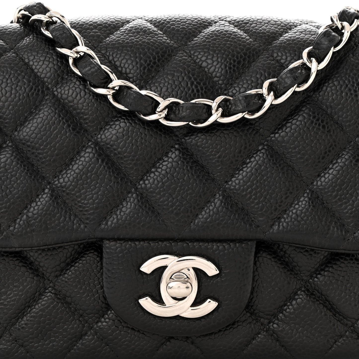 Caviar Quilted Mini Square Flap Black