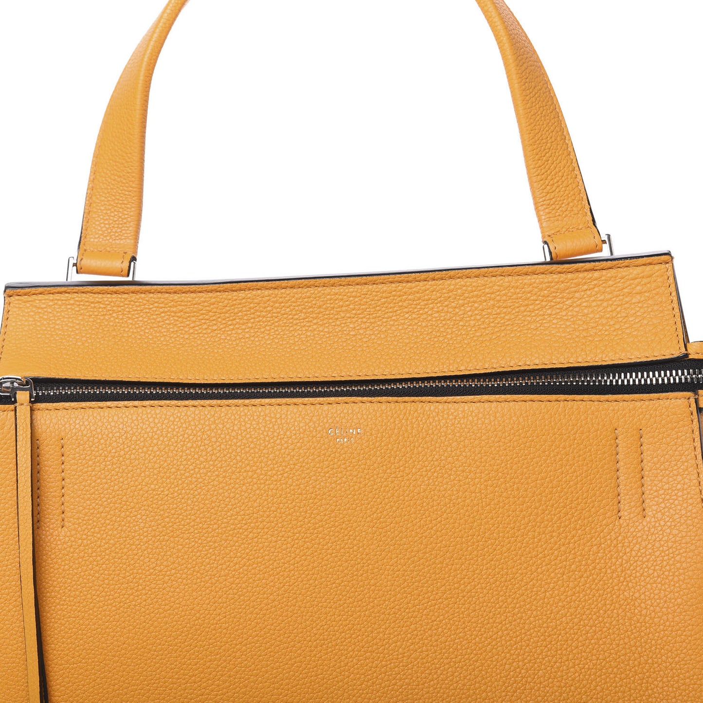 Drummed Calfskin Medium Edge Shoulder Bag Ocre