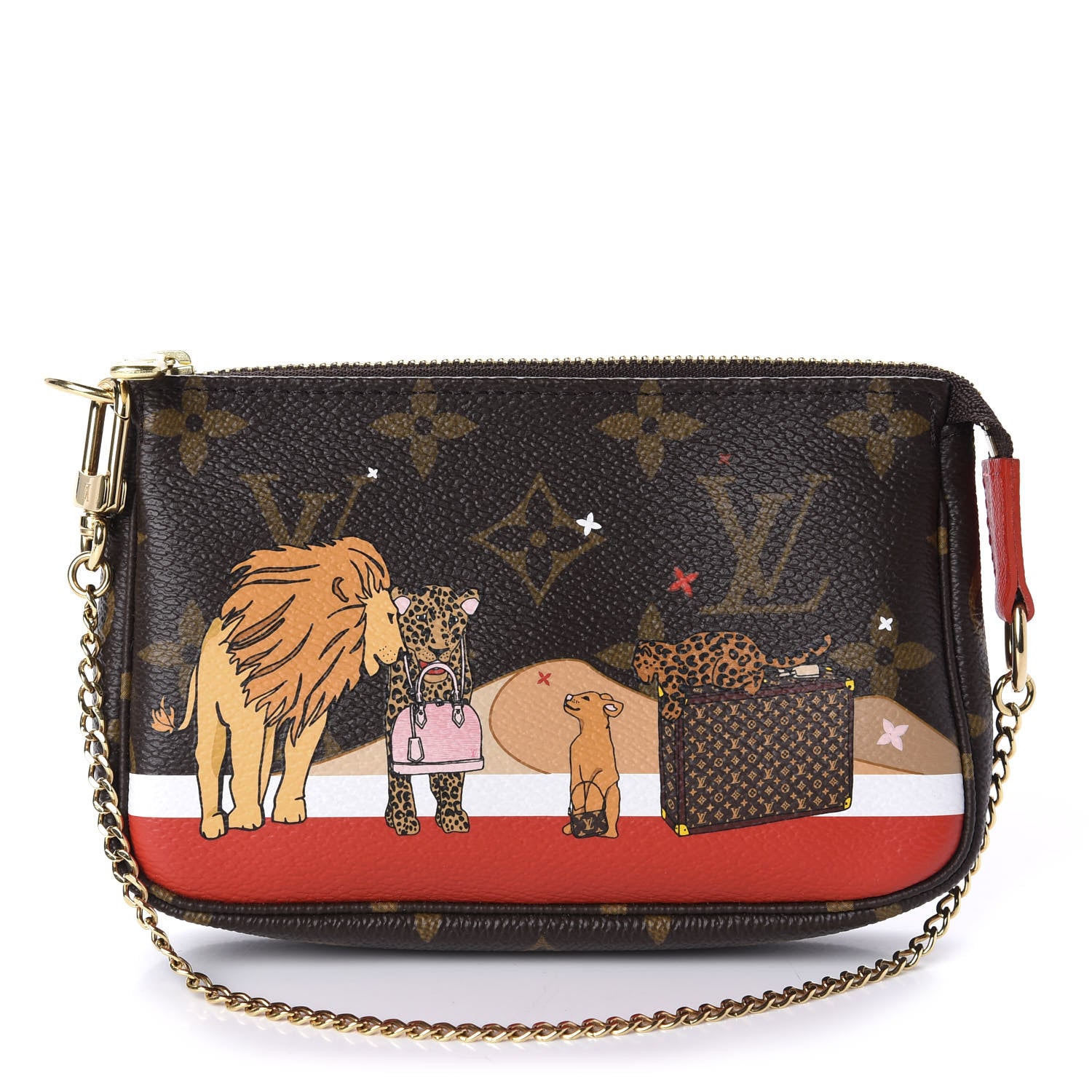 Louis Vuitton Monogram 2018 Christmas Animation Mini Cats Pochette Accessories 1 of 9