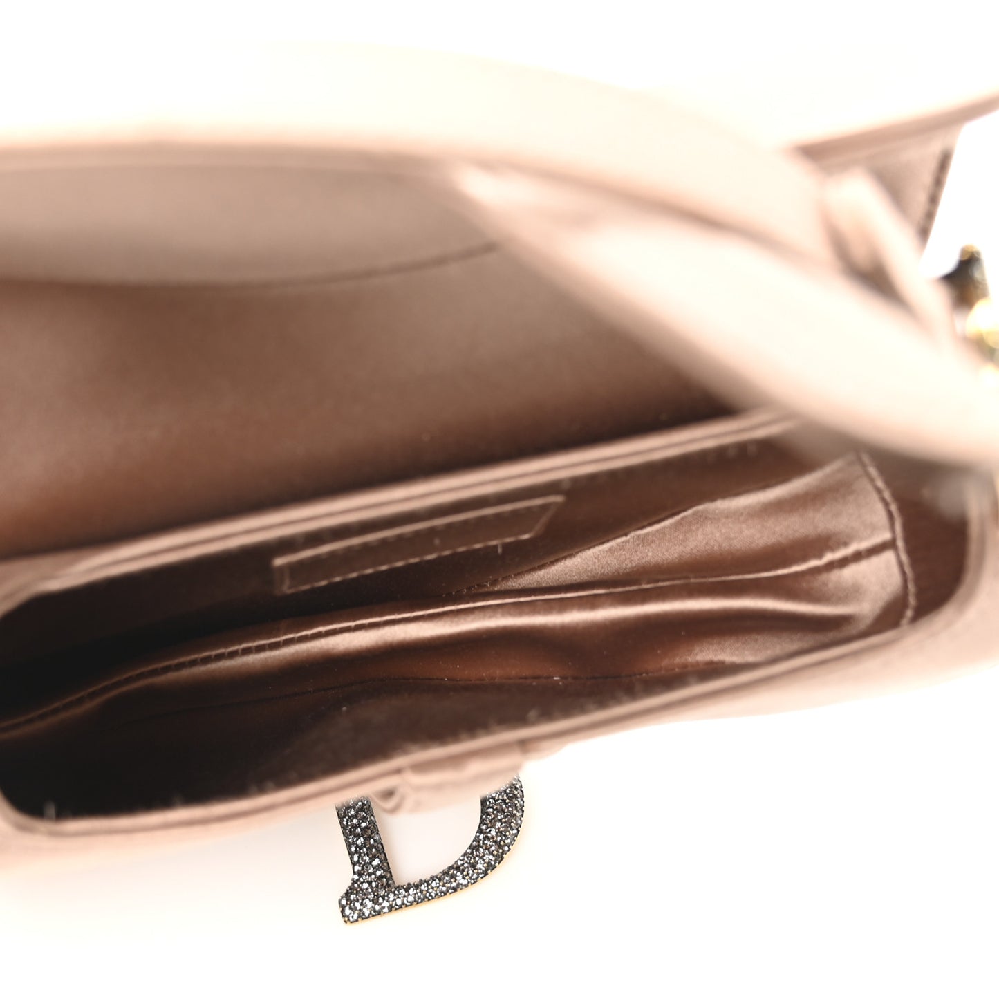 Satin Crystal Mini Saddle Bag Powder Beige