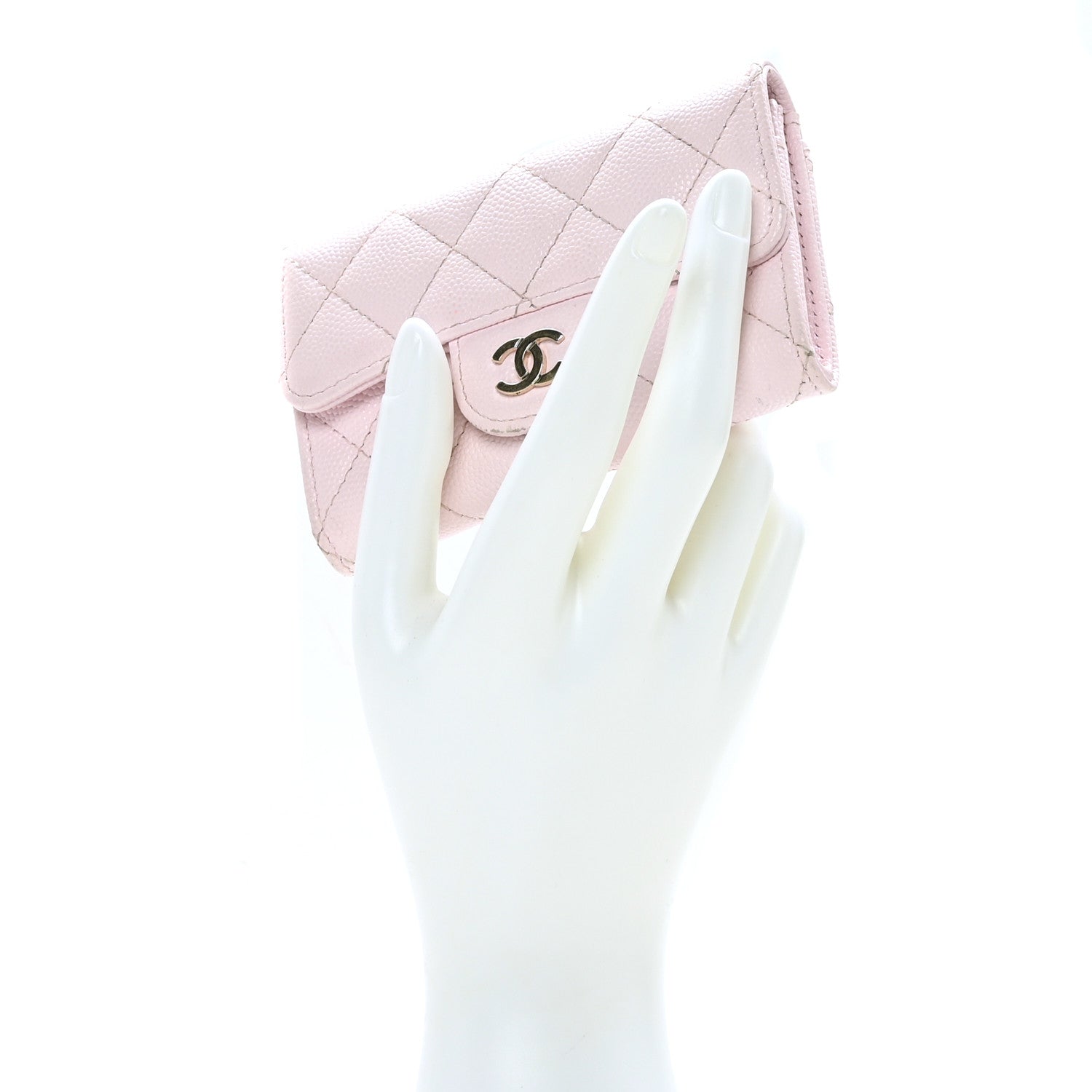 Chanel Caviar Quilted Flap Card Holder Wallet Light Pink 2 of 9