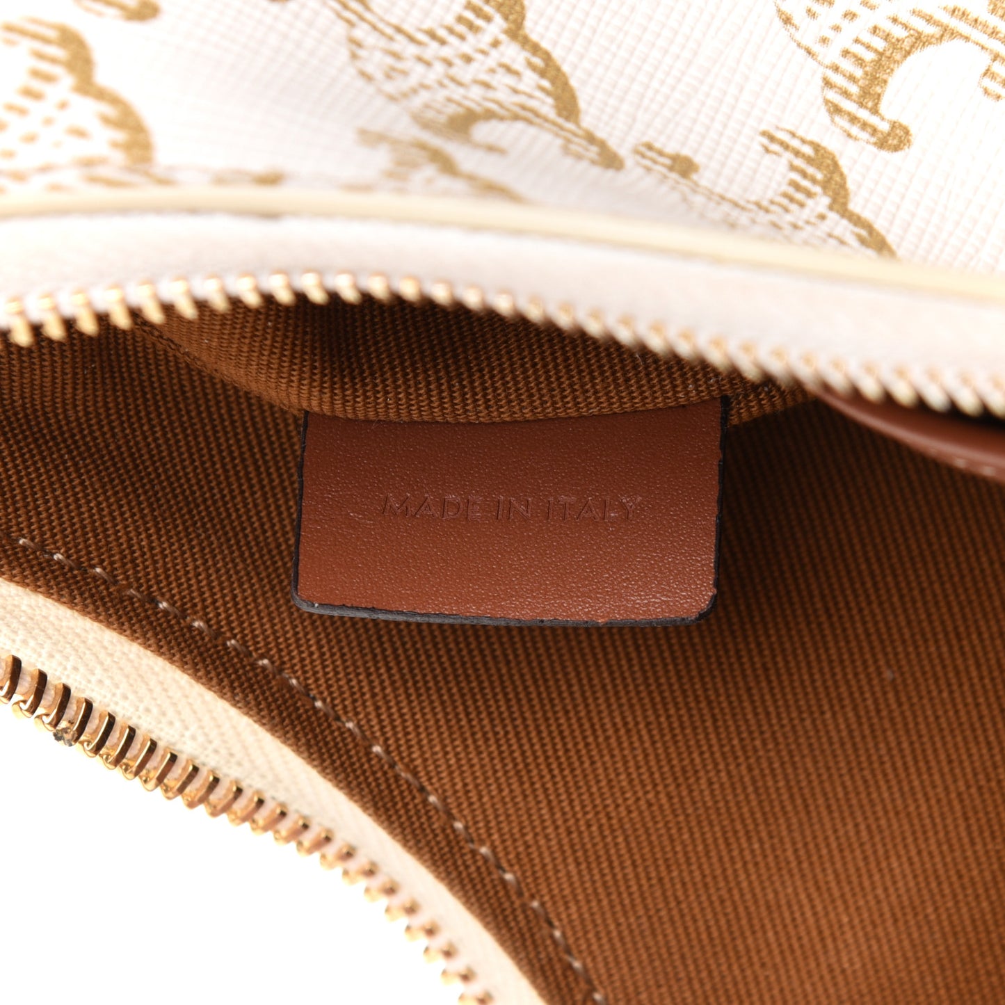 Canvas Calfskin Ava Triomphe Shoulder Bag White