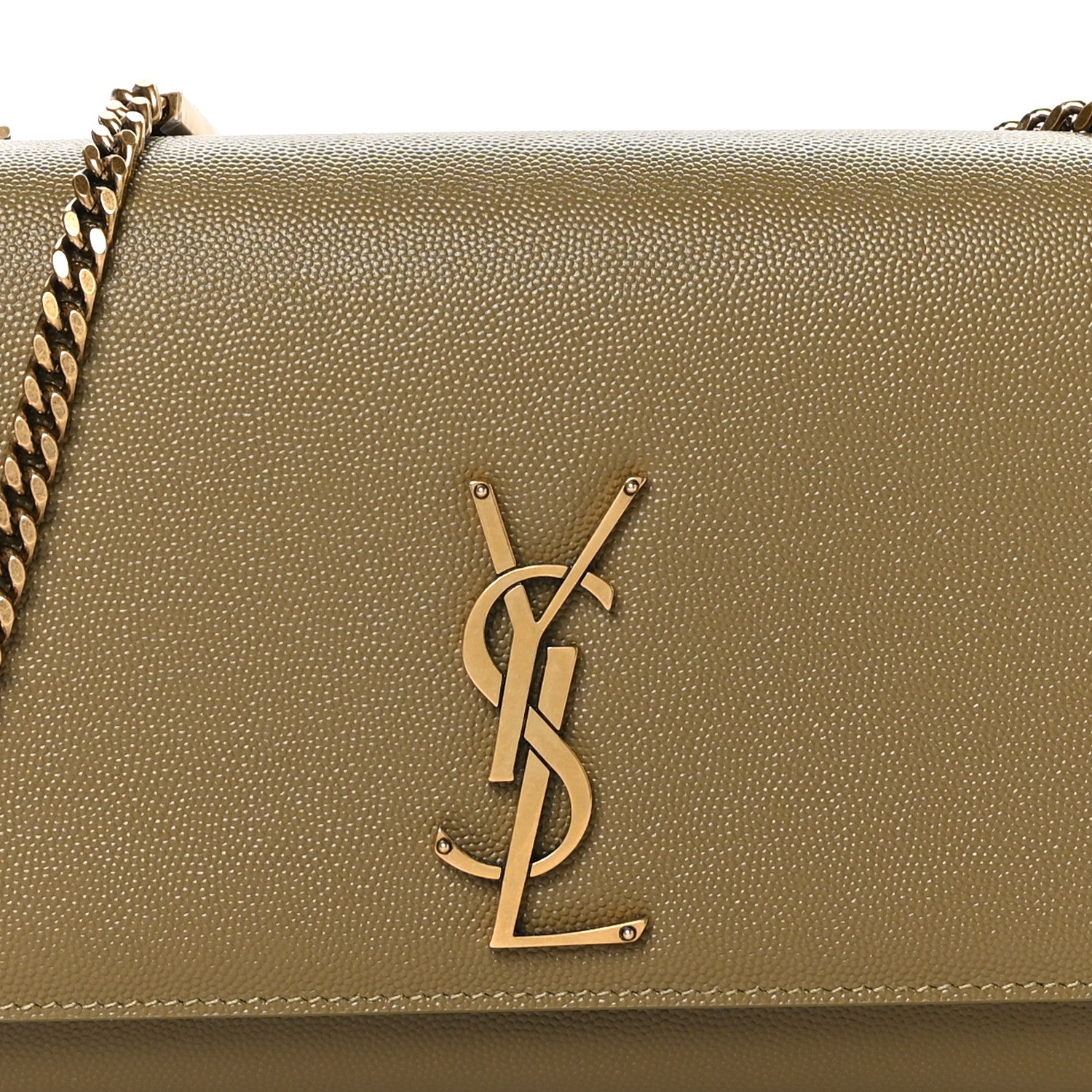 Saint Laurent Grain De Poudre Medium Monogram Kate Satchel Hazel Green 8 of 10