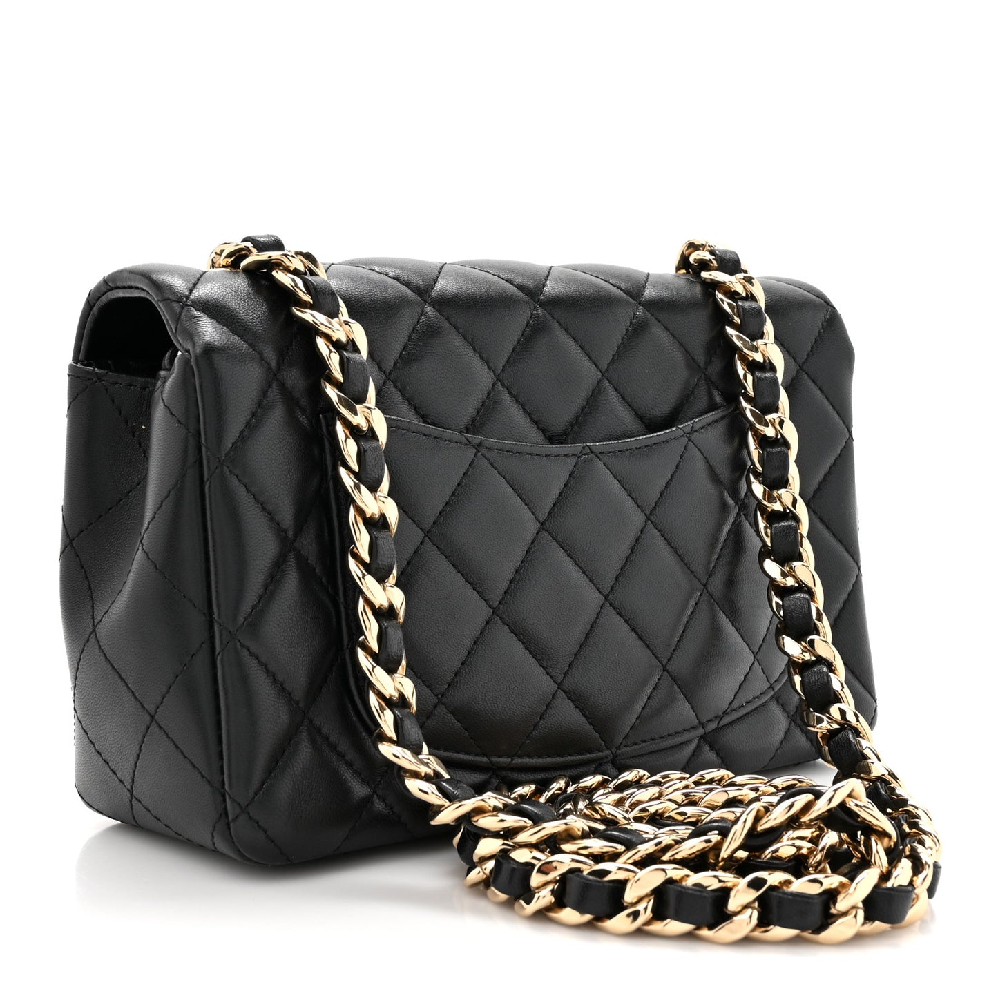 Lambskin Quilted Mini Coco Charms Rectangular Flap Black
