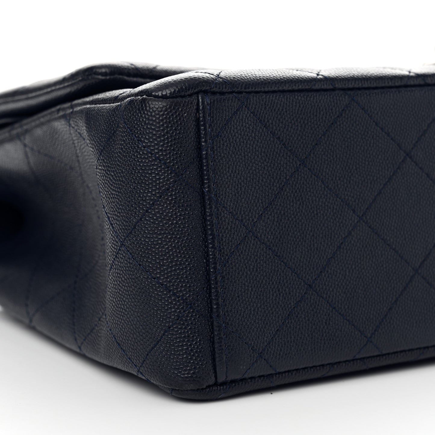 Caviar Quilted Maxi Double Flap Navy Blue