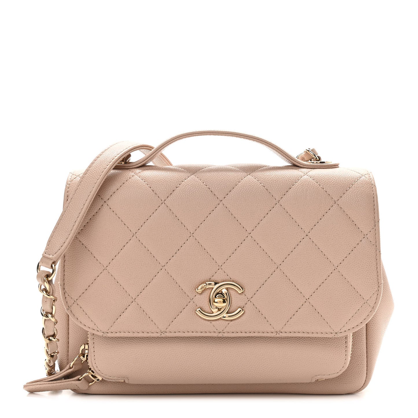 Caviar Quilted Medium Business Affinity Flap Beige