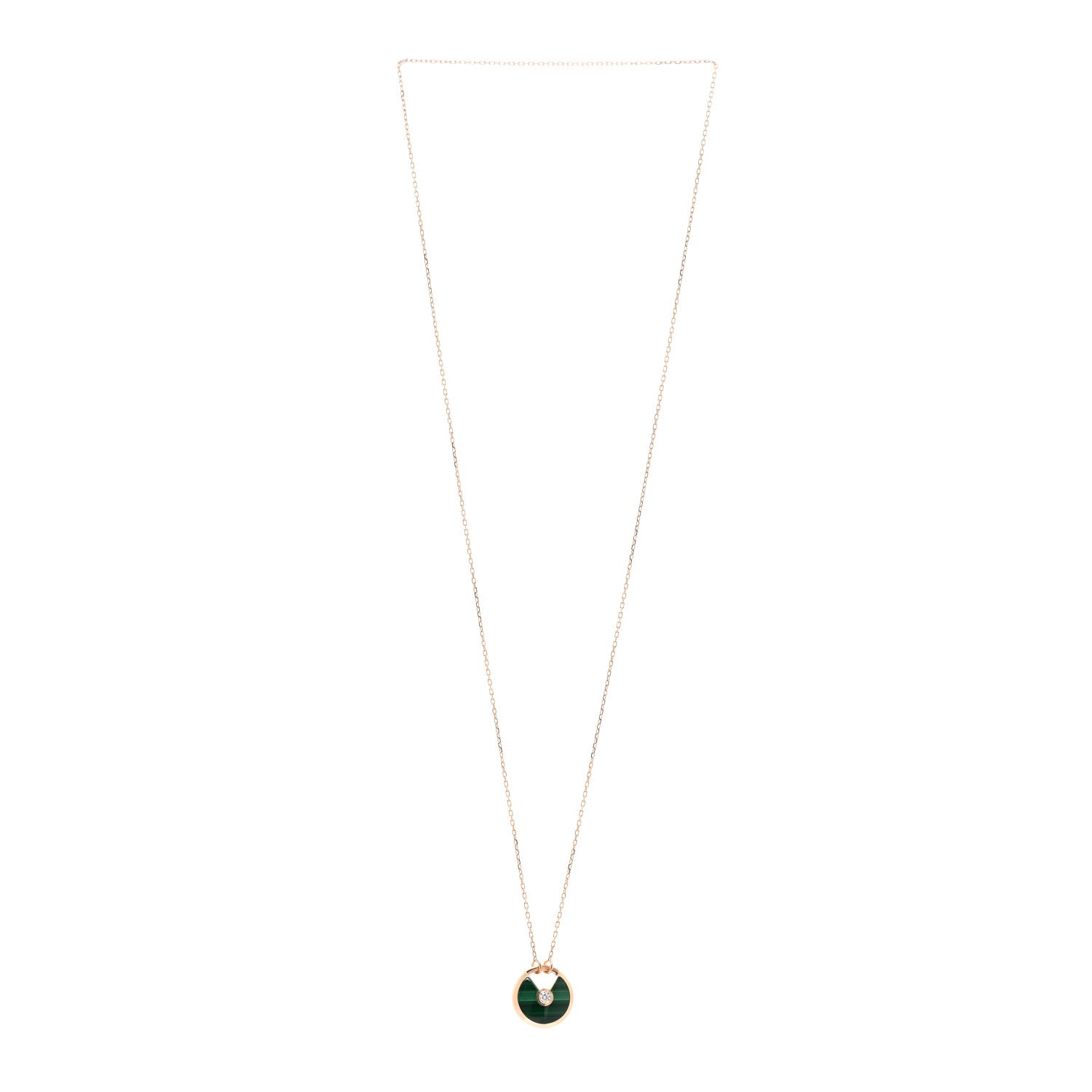 Cartier 18K Pink Gold Diamond Malachite SM Amulette de Cartier Pendant Necklace 3 of 5
