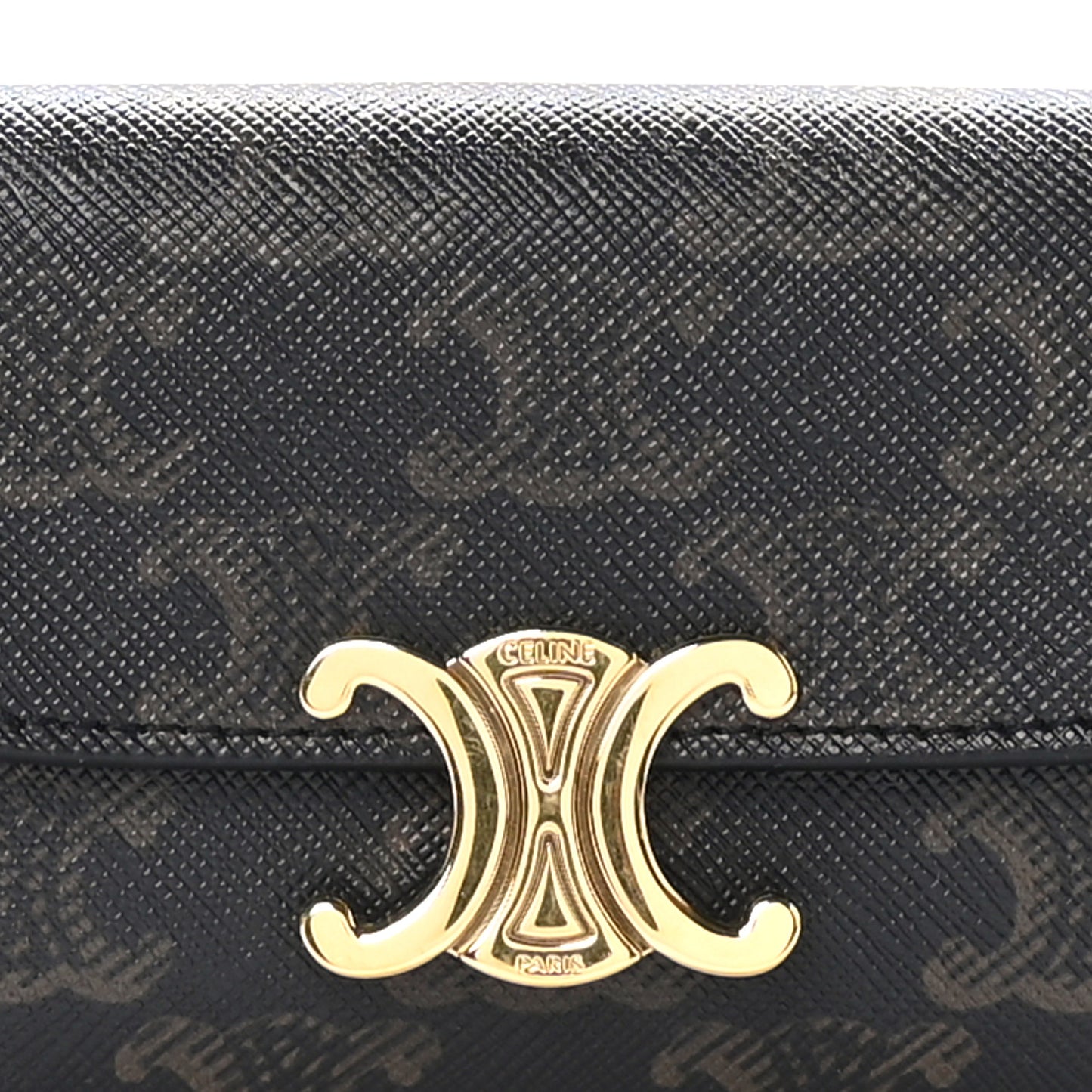 Triomphe Canvas Calfskin Flap Card Holder Tan