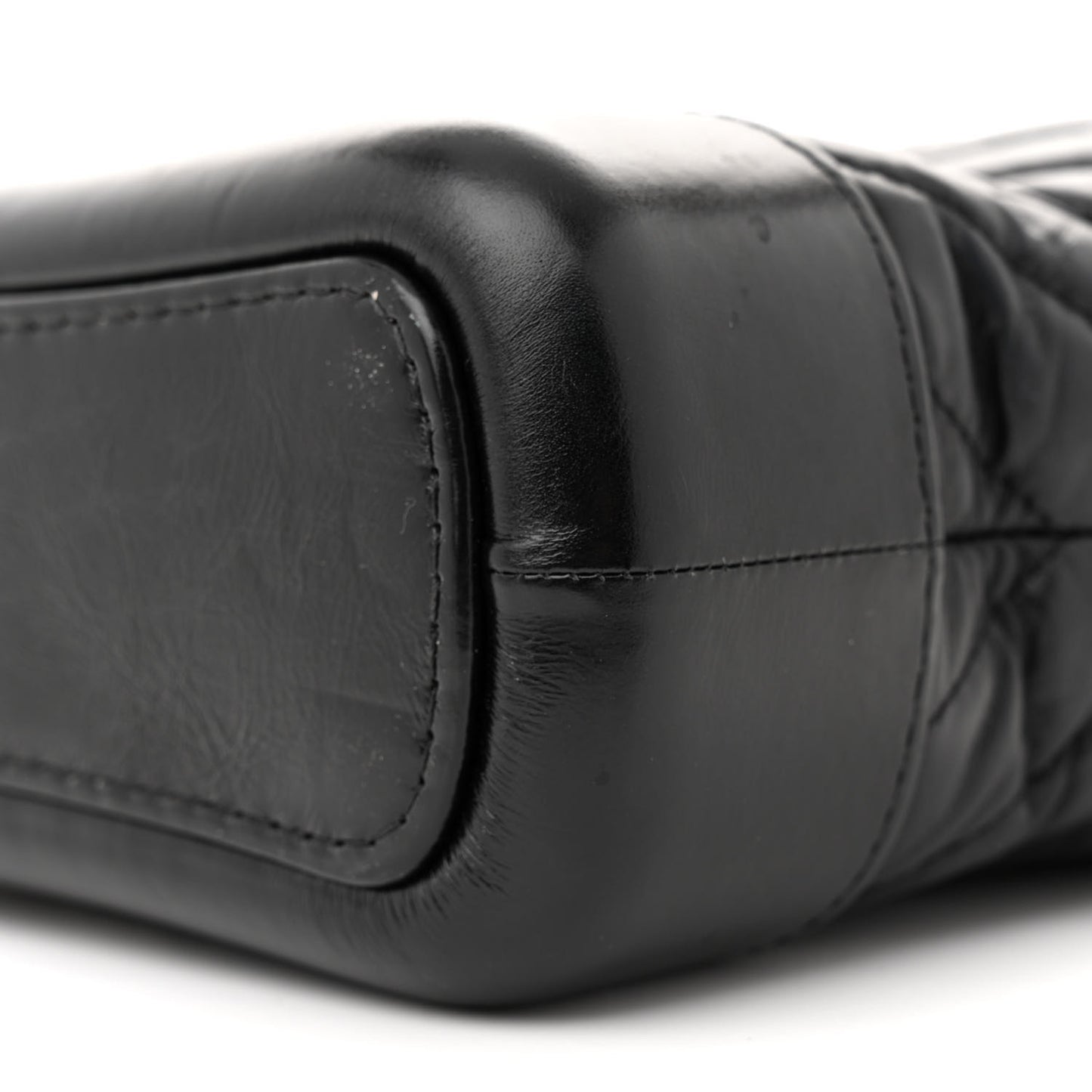Aged Calfskin Chevron Quilted Small Gabrielle Hobo Black