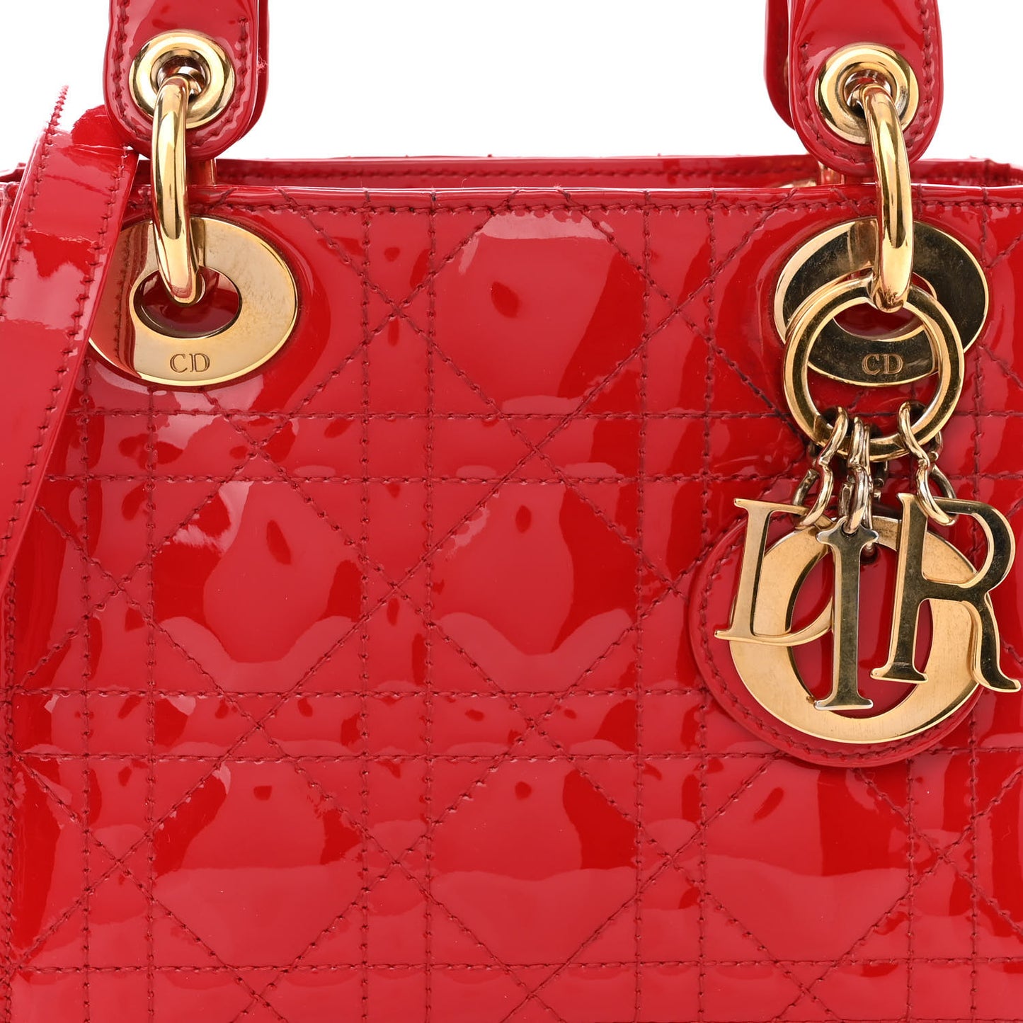 Patent Cannage Mini Lady Dior Red