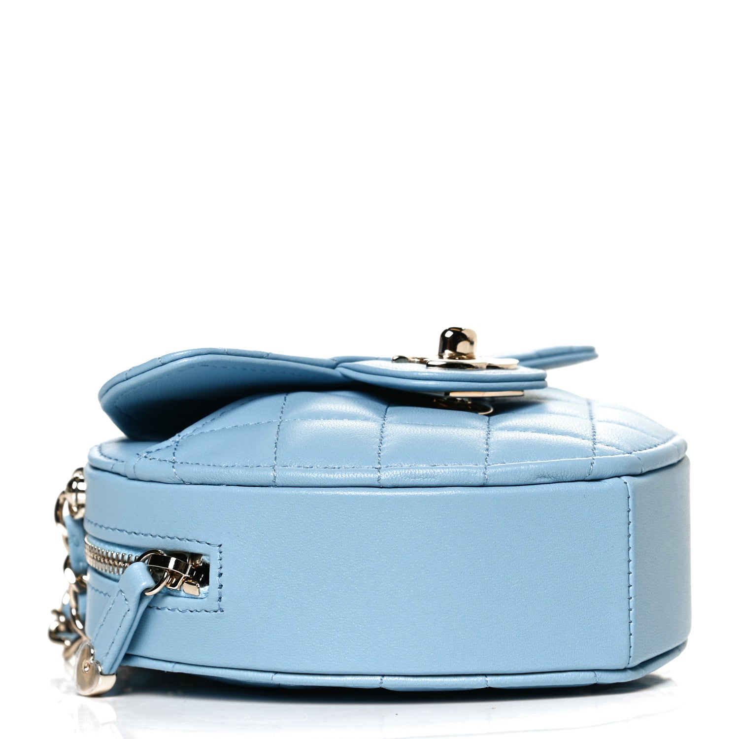 Chanel Lambskin Quilted CC In Love Heart Clutch With Chain Light Blue 4 of 11