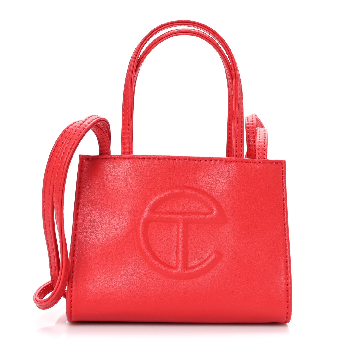 Vegan Leather Small Shopping Bag Red