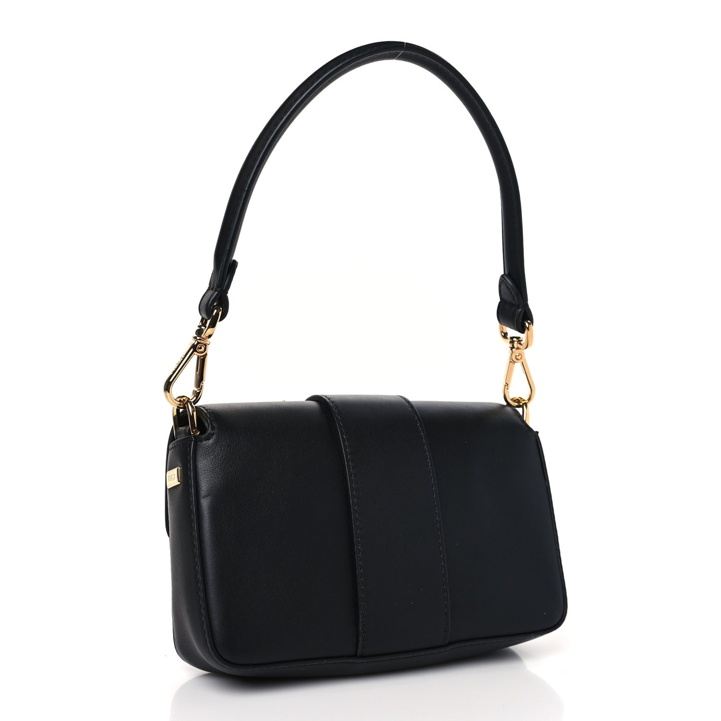 X VERSACE Vitello Seta Fendace Mini Brooch Baguette Black