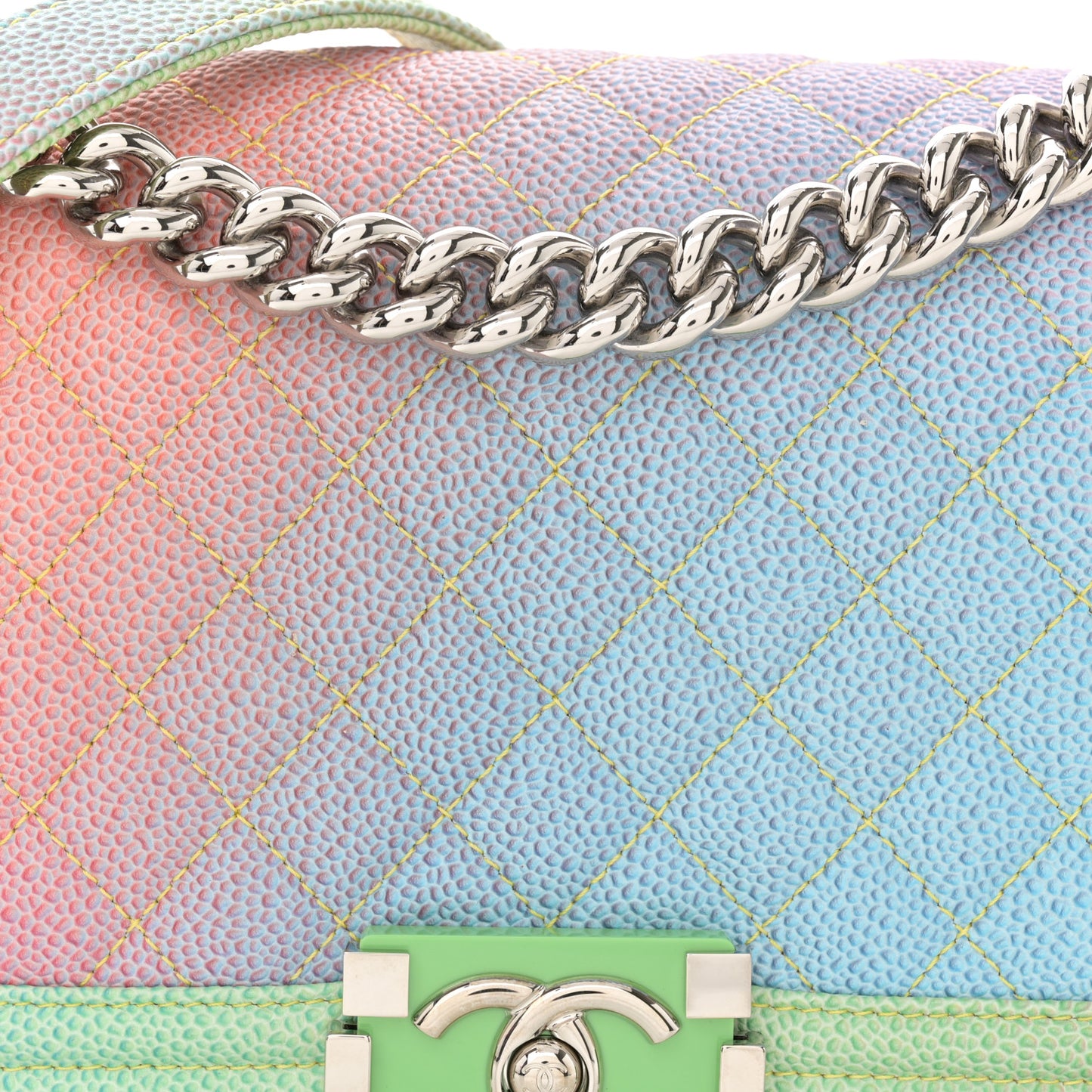 Caviar Quilted Medium Cuba Rainbow Boy Flap Multicolor