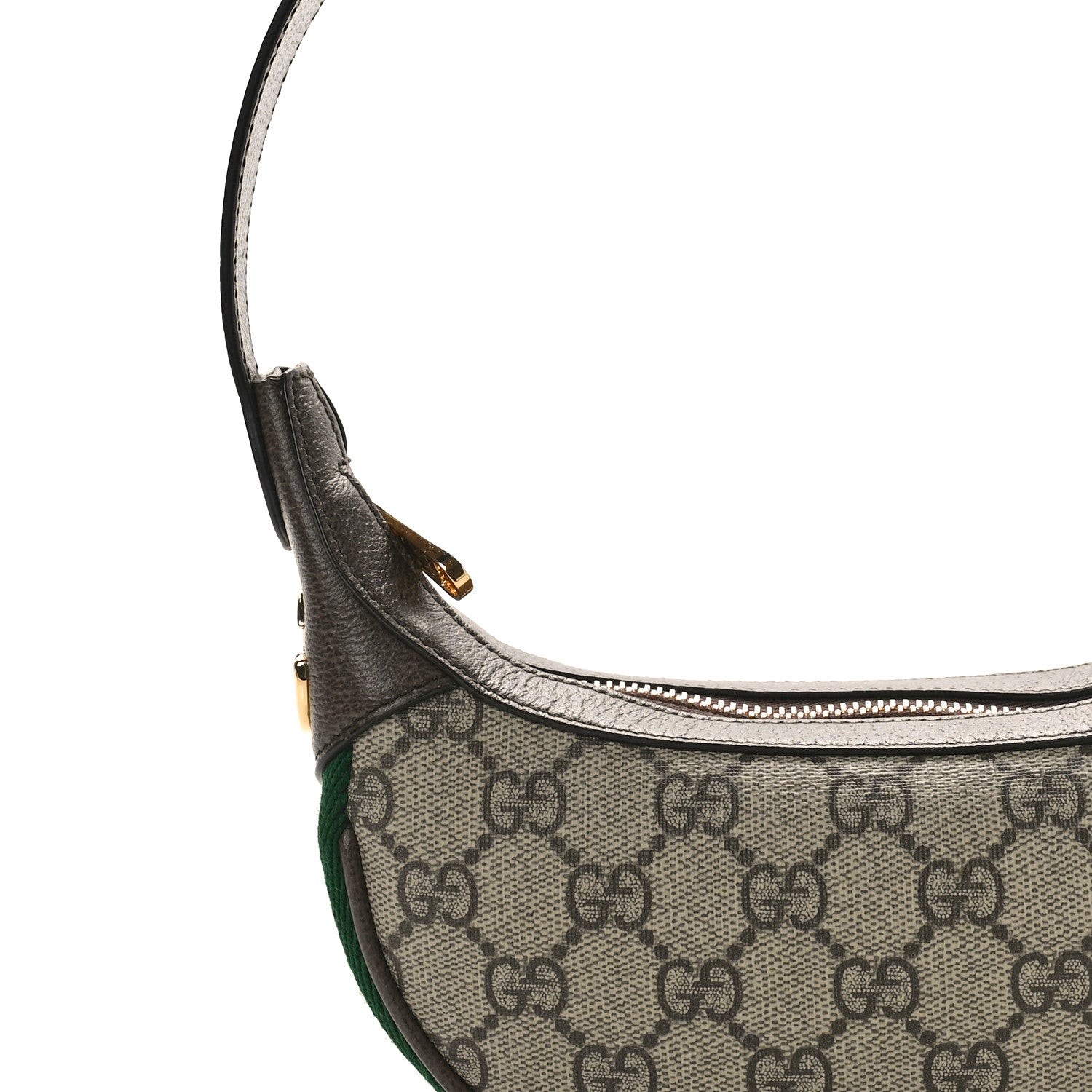 Gucci GG Supreme Monogram Textured Calfskin Web Mini Ophidia Half Moon Hobo Beige Ebony New Acero 8 of 11