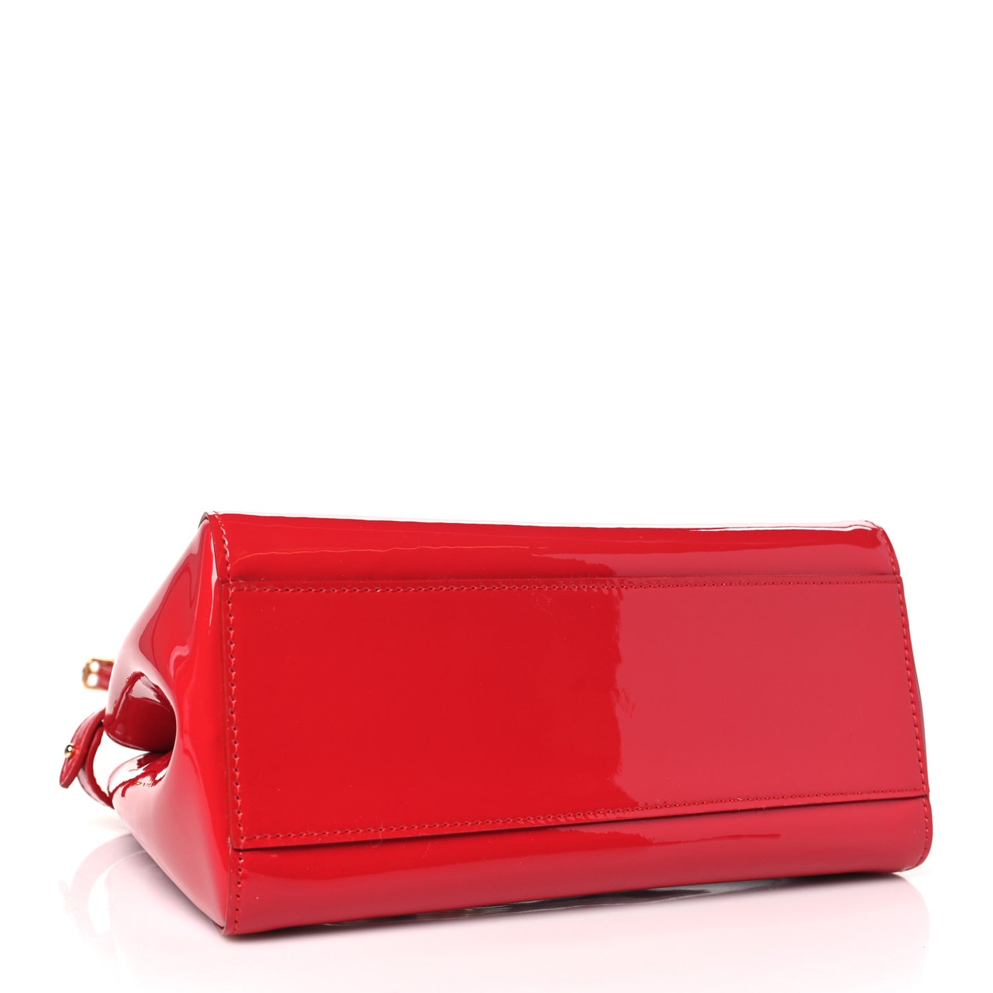 Vitello Vernice Mou Mini Peekaboo Iconic Satchel Rosso Cardinale