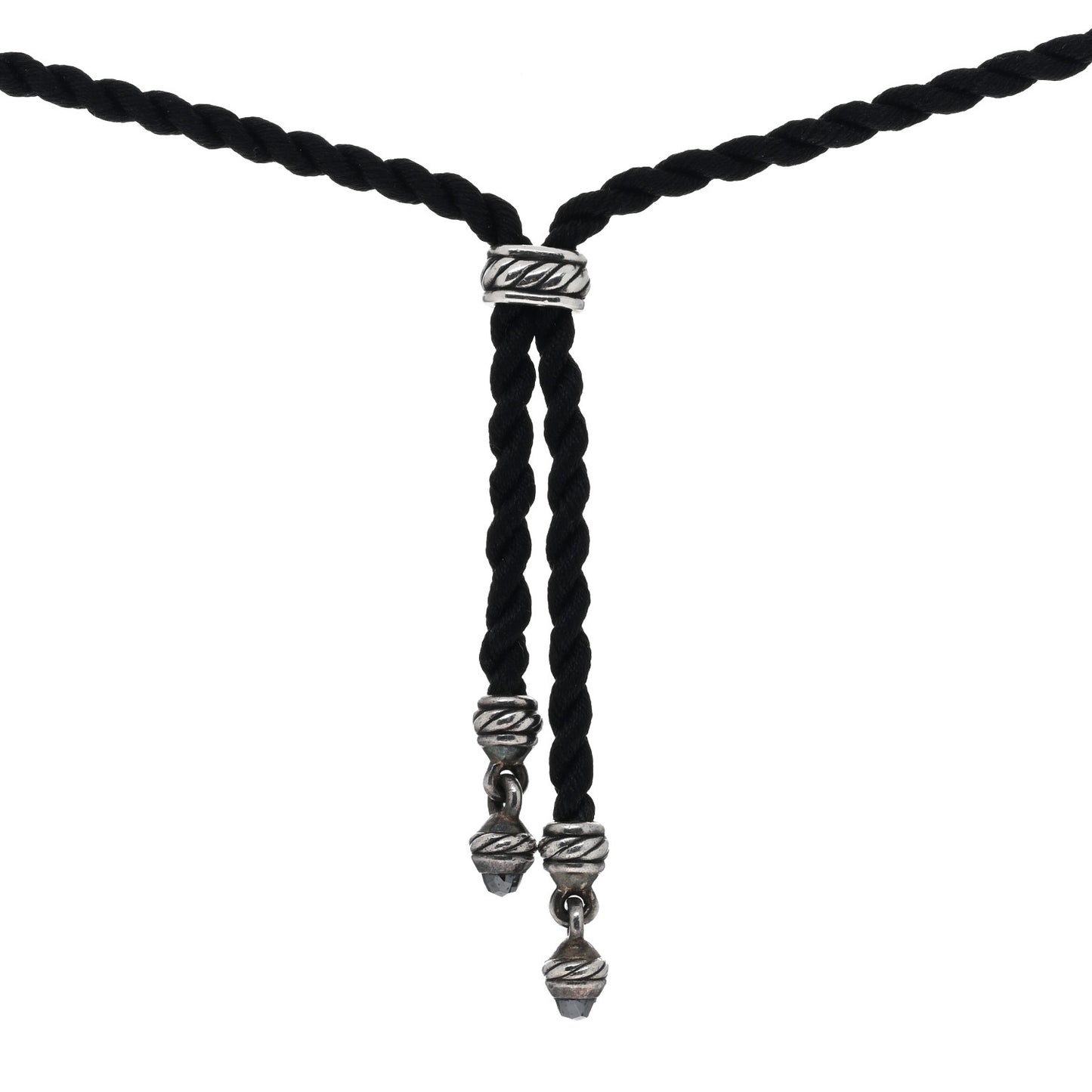 Sterling Silver Hematine 20mm Cable Berries Pendant Cord Necklace Black