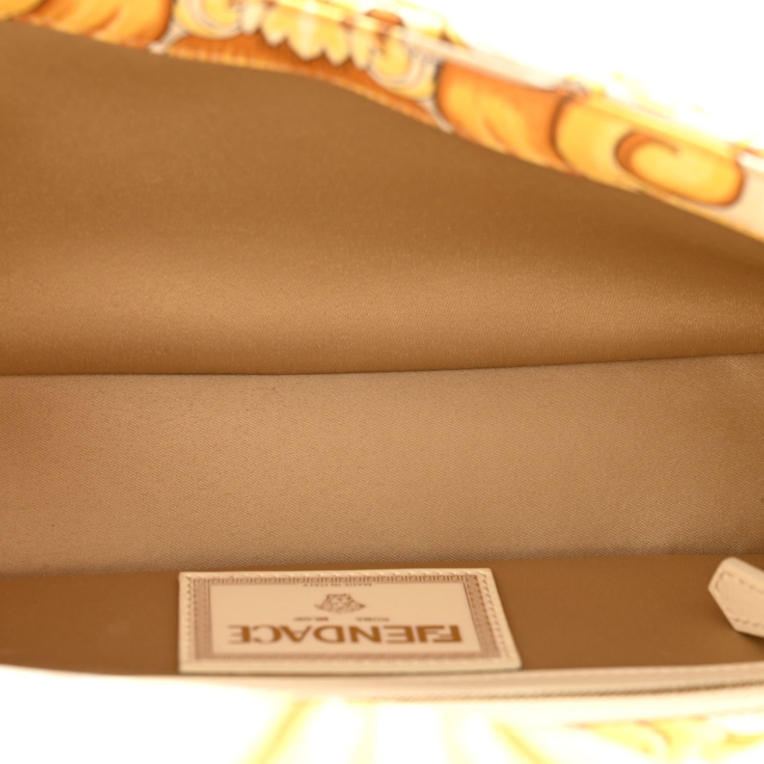 Fendi X VERSACE Silk Fendace FF Baroque Quilted Scarf Baguette White Gold 5 of 9