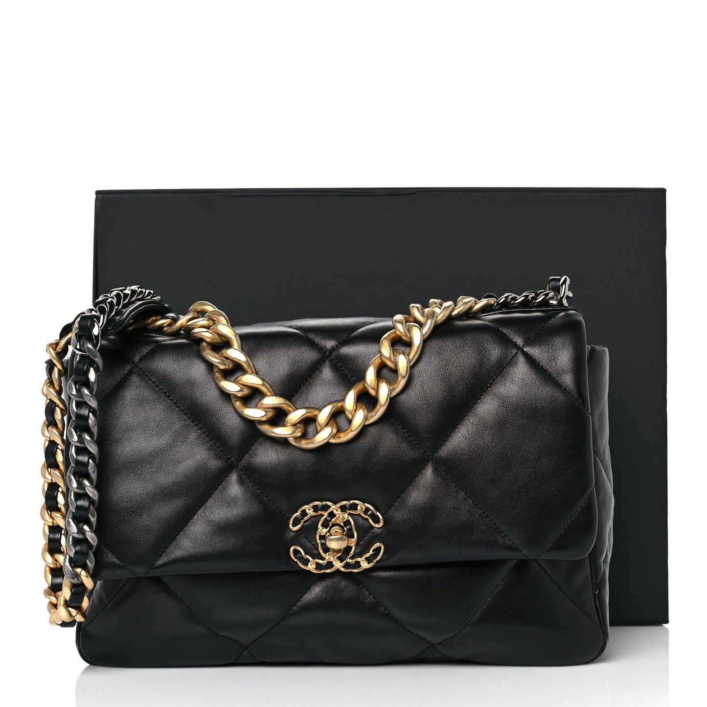 Lambskin Quilted Large Chanel 19 Flap Black