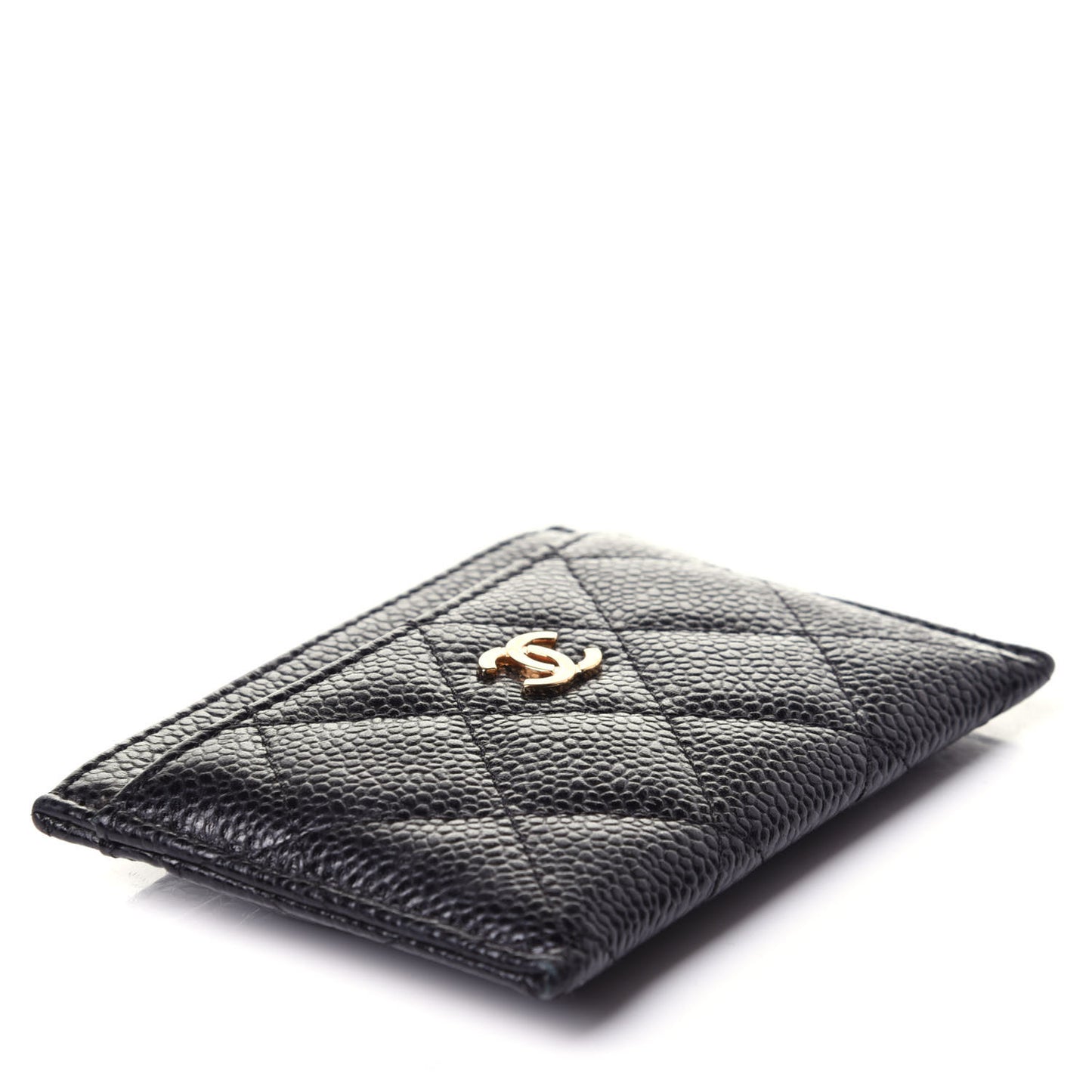Caviar Quilted Card Holder Black