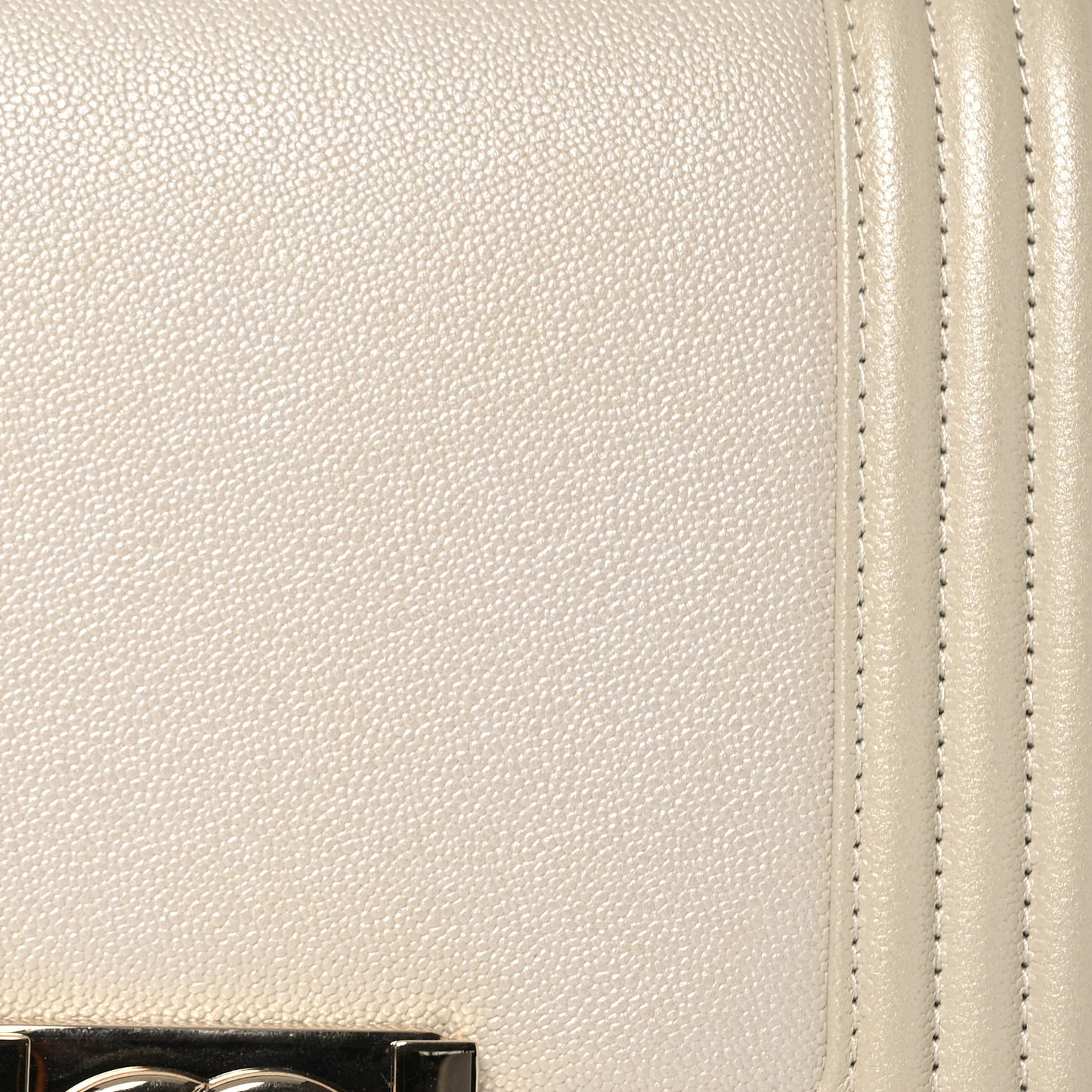 Iridescent Caviar Mini Boy Flap White