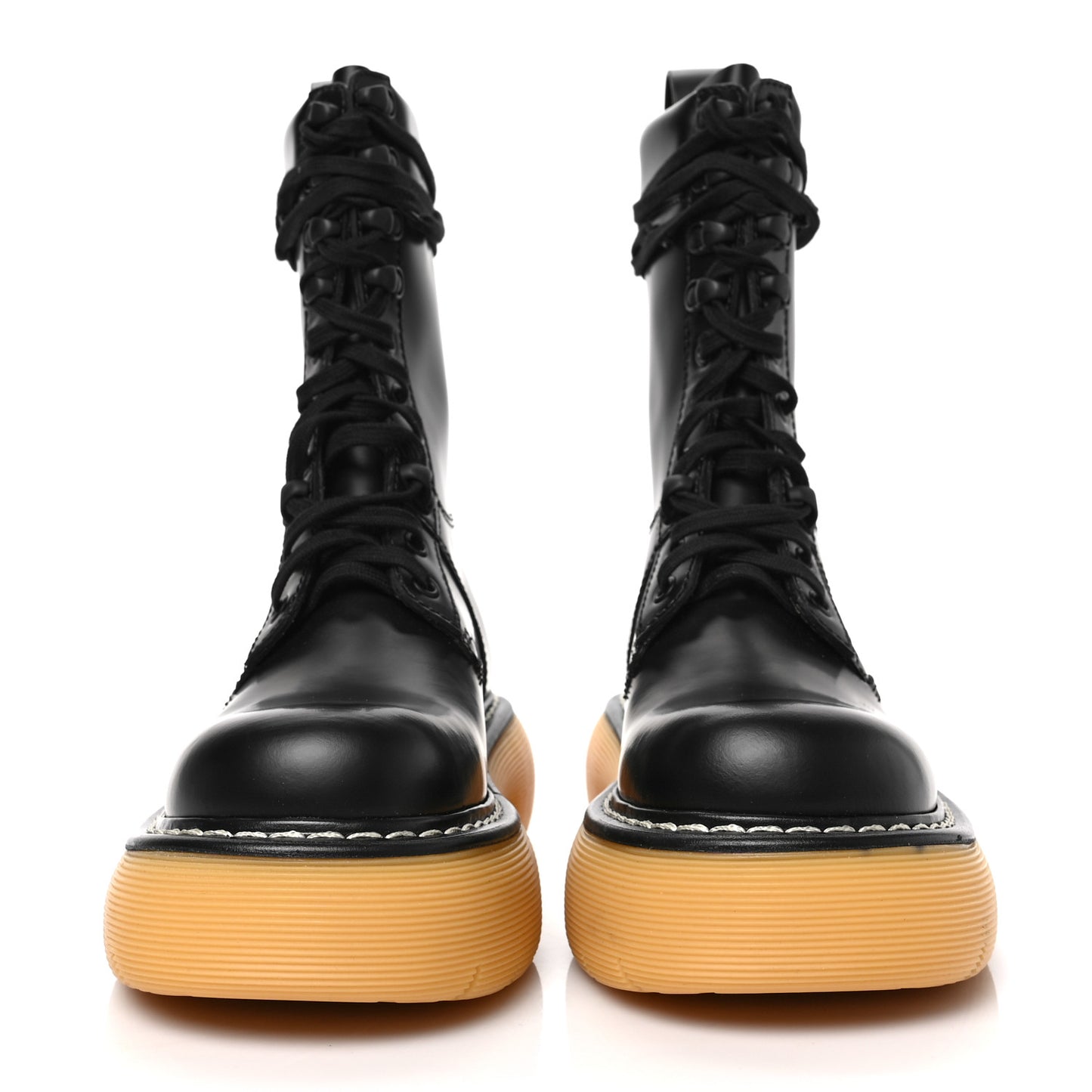 Calfskin The Swell Lace Up Boots 35 Black Natural Rubber
